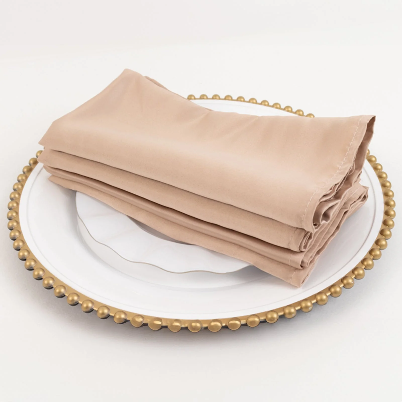 5 Pack Lamour Satin Napkins 20"x20" Nude - Soft Matte Textured Dinner Napkins - Image 2