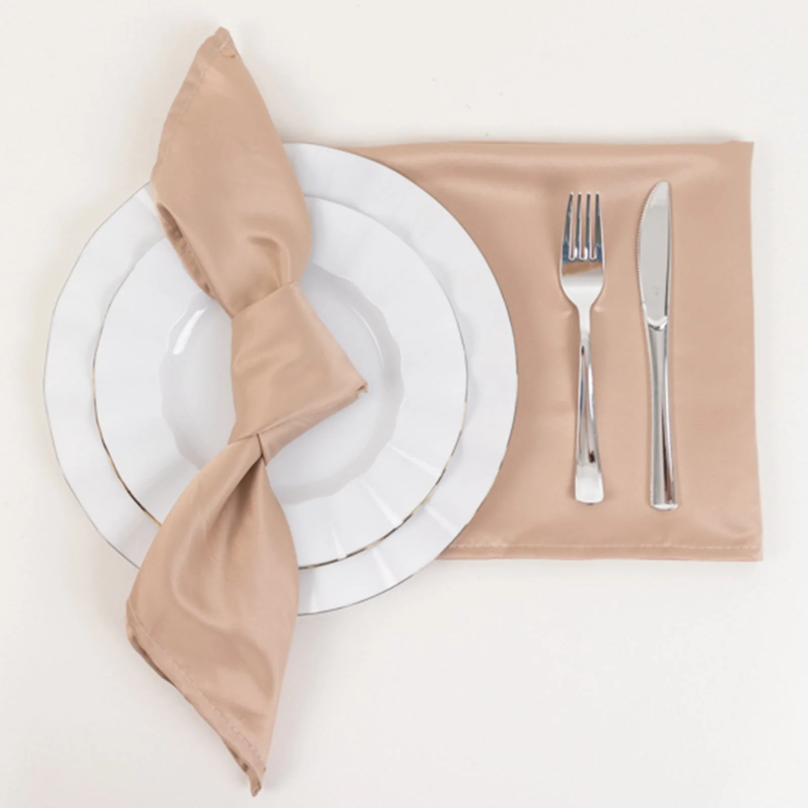 5 Pack Lamour Satin Napkins 20"x20" Nude - Soft Matte Textured Dinner Napkins - Image 4