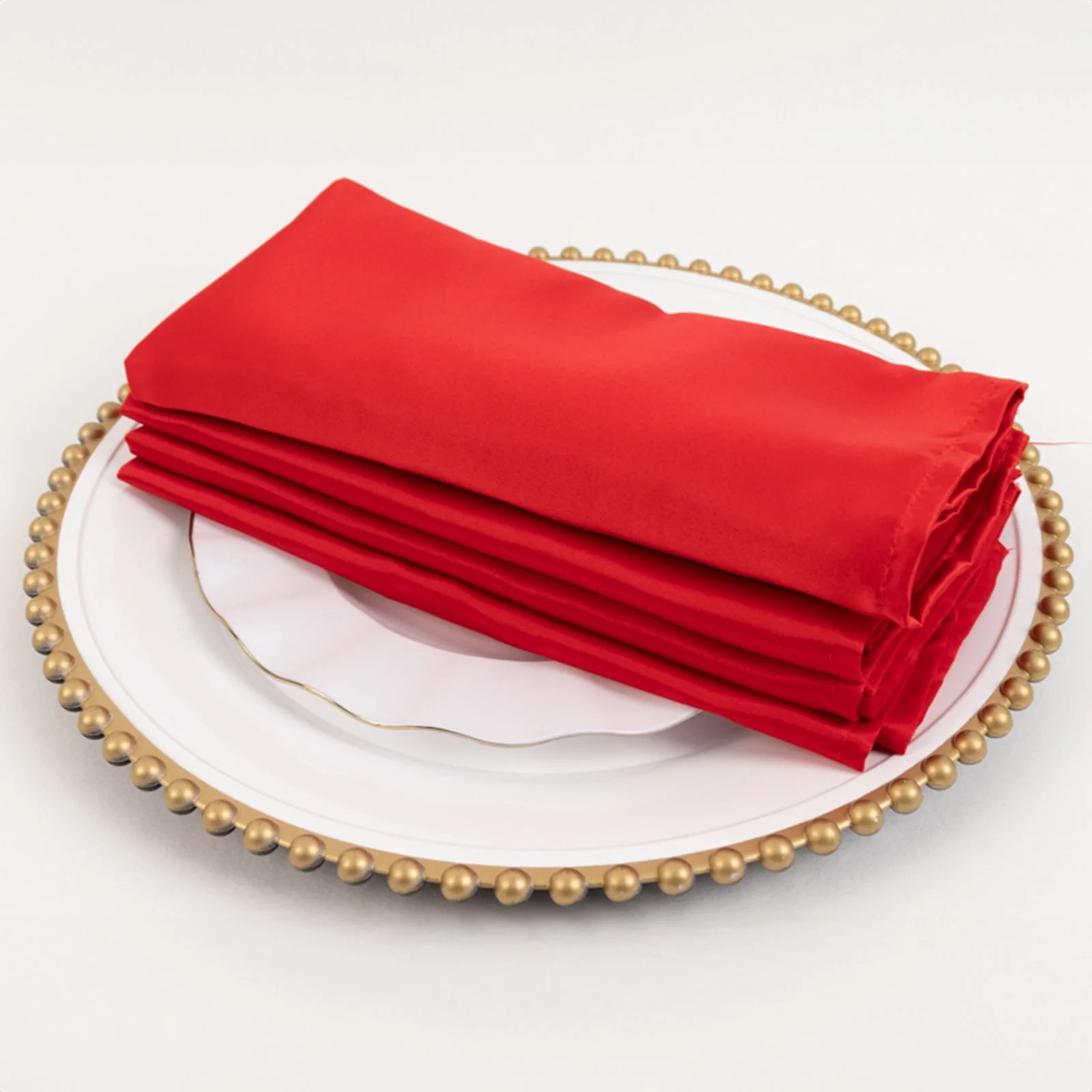 5 Pack Lamour Satin Napkins 20"x20" Red - Soft Matte Textured Dinner Napkins - Image 2