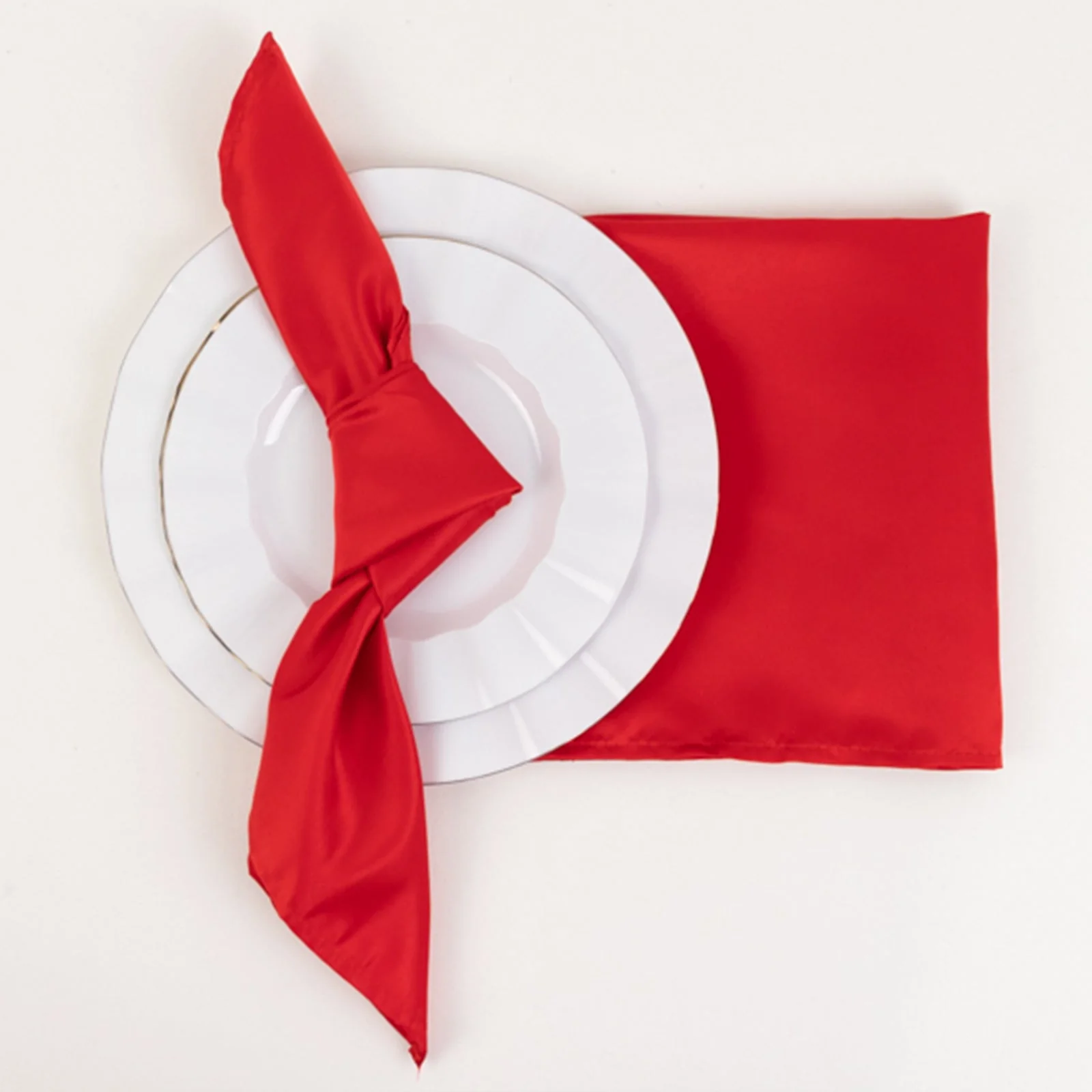 5 Pack Lamour Satin Napkins 20"x20" Red - Soft Matte Textured Dinner Napkins - Image 4