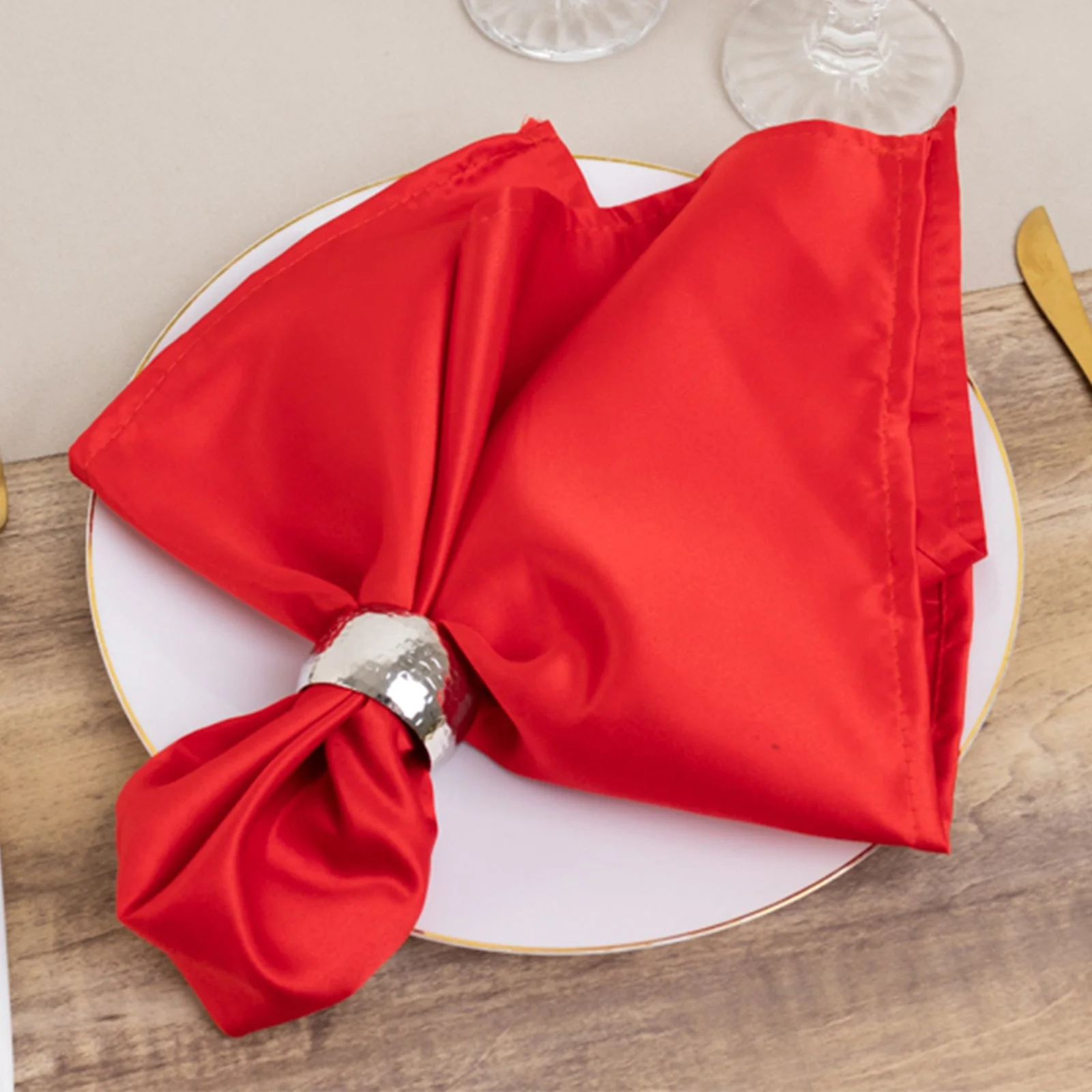 5 Pack Lamour Satin Napkins 20"x20" Red - Soft Matte Textured Dinner Napkins - Image 6