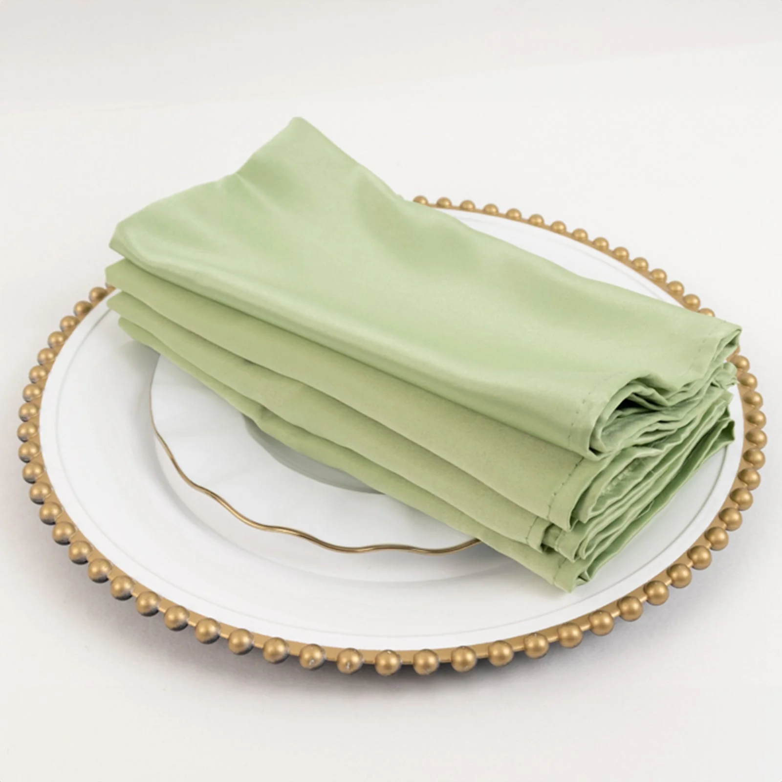 5 Pack Lamour Satin Napkins 20"x20" Sage Green - Soft Matte Textured Dinner Napkins - Image 2