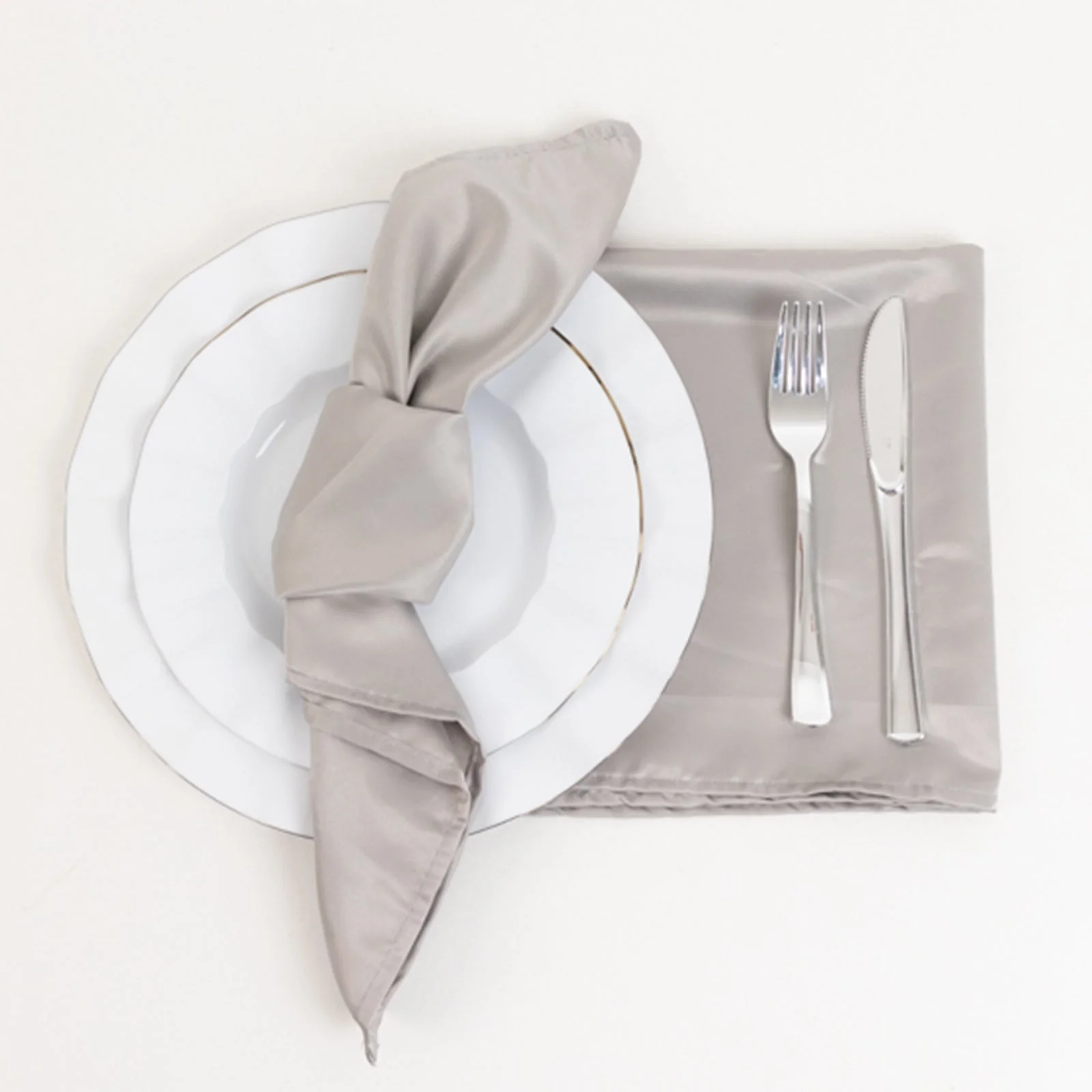5 Pack Lamour Satin Napkins 20"x20" Silver - Soft Matte Textured Dinner Napkins - Image 4