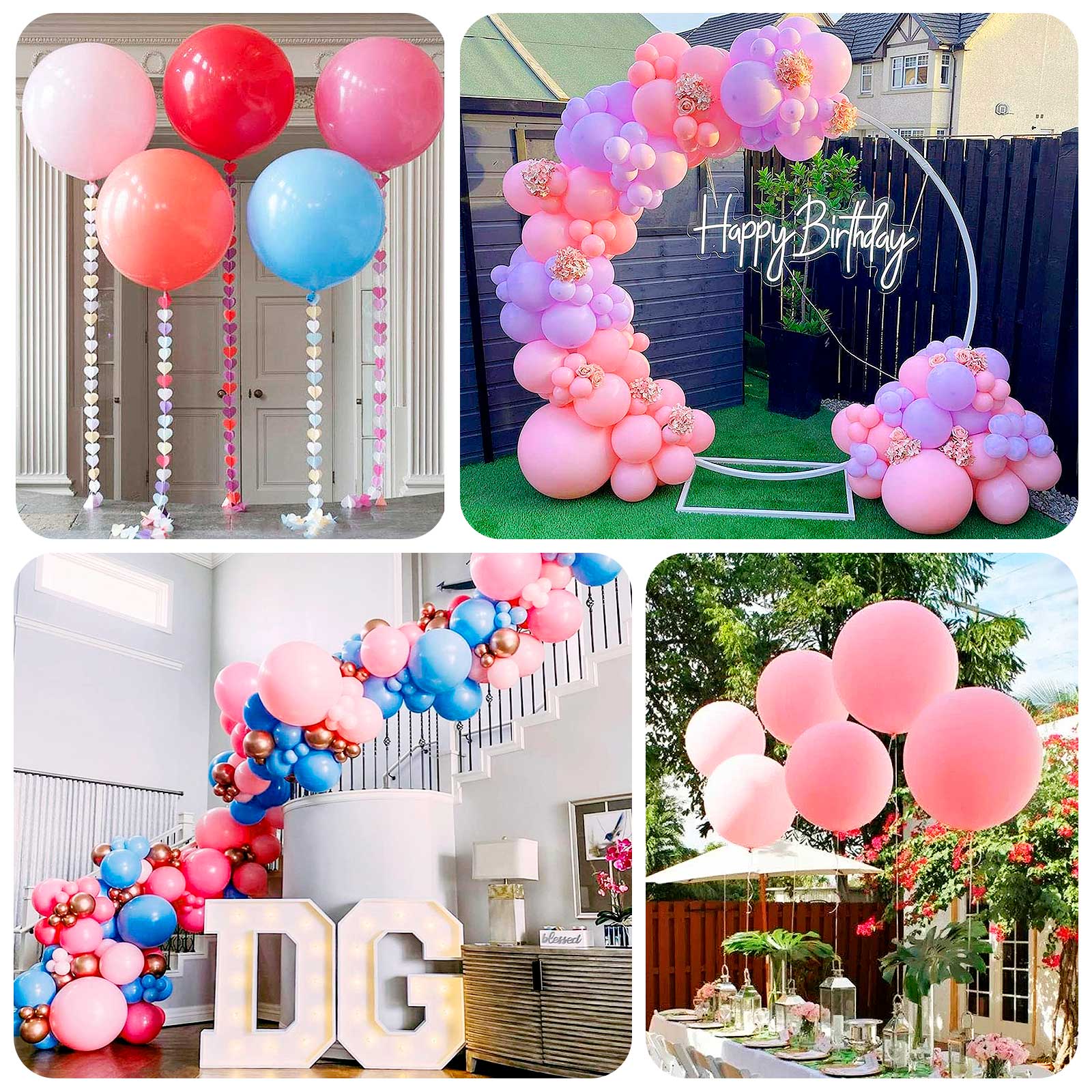 5 Pack Large Matte Pastel Pink Biodegradable Balloons, Round Eco-friendly Thickened Latex Party Balloons - 36" - Image 5