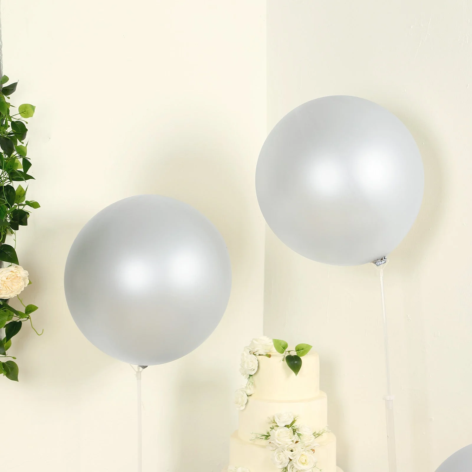 5 Pack Large Silver Biodegradable Balloons, Eco-friendly Thickened Extra Strong Latex Helium Party Balloons - 36" - Image 9
