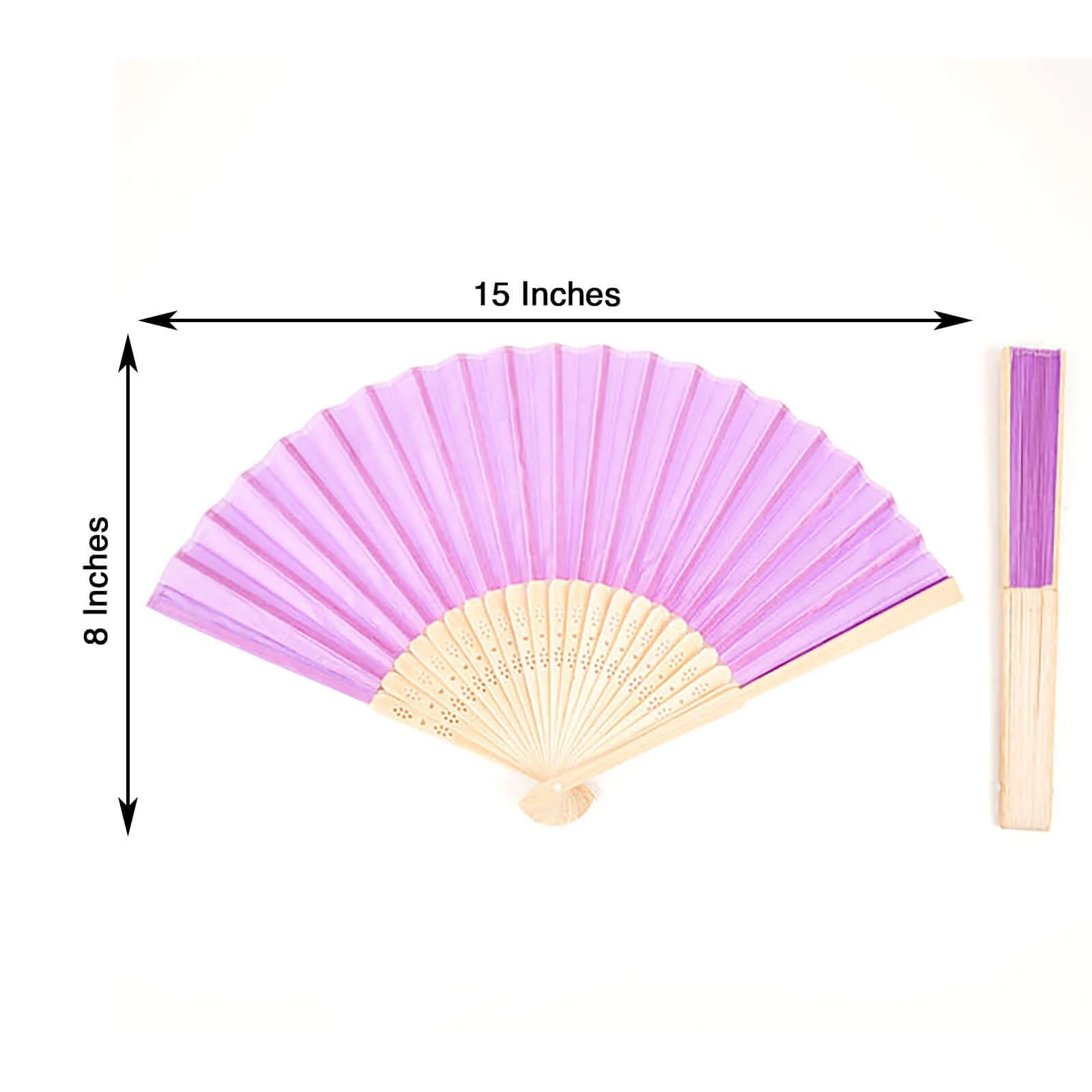 5 Pack Lavender Lilac Asian Silk Folding Fans Party Favors, Oriental Folding Fan Favors - Image 3