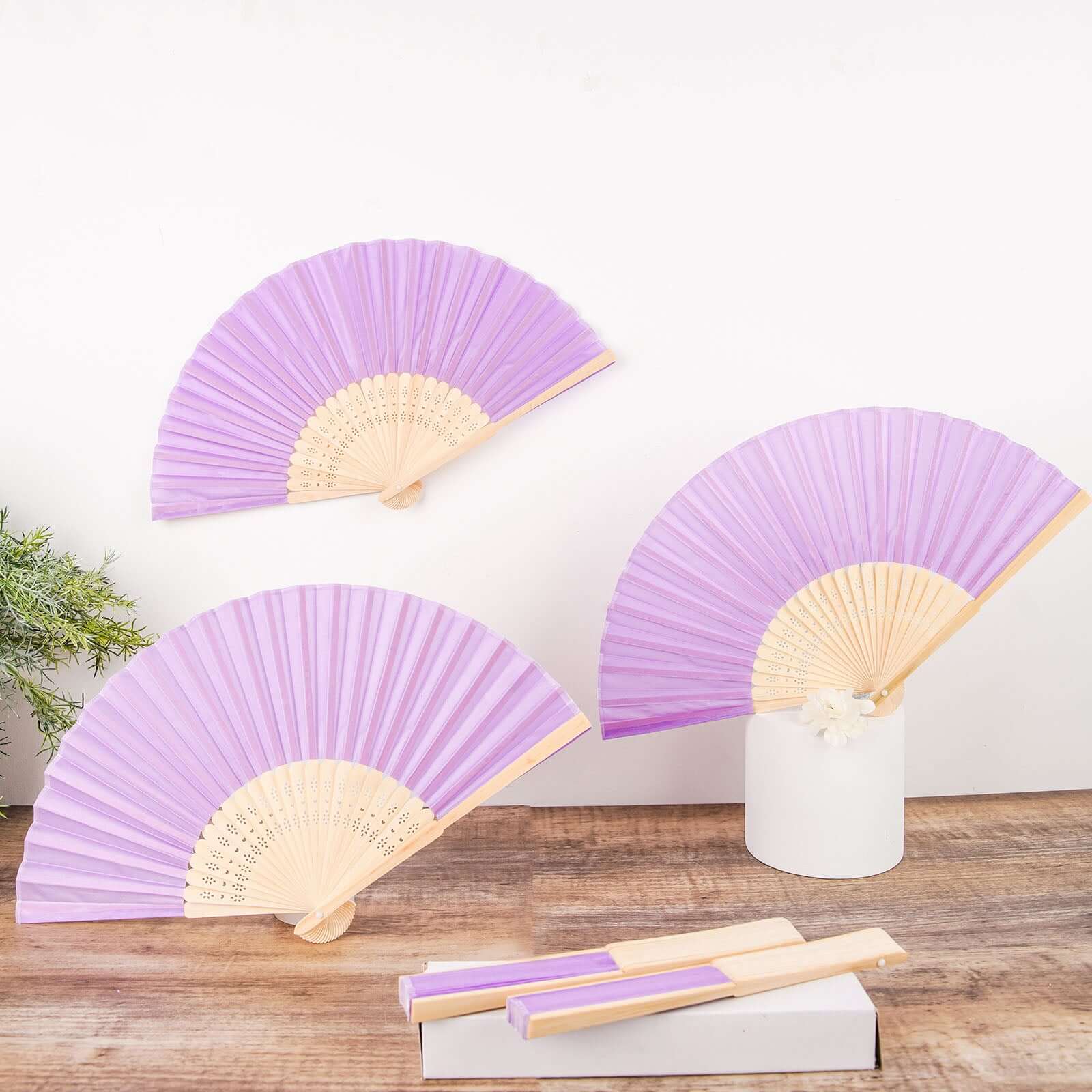 5 Pack Lavender Lilac Asian Silk Folding Fans Party Favors, Oriental Folding Fan Favors - Image 7