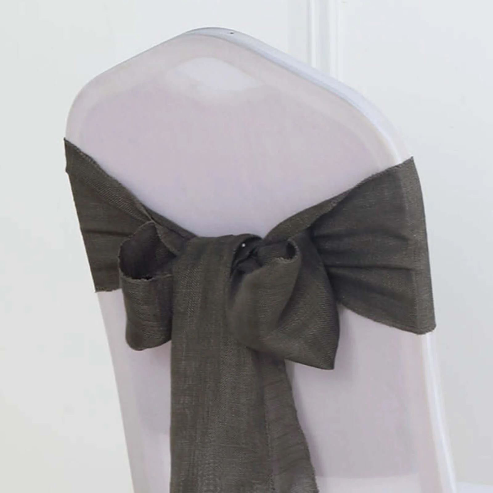 5 Pack Linen Chair Sashes 6"x108" Charcoal Gray Slubby Textured - Wrinkle-Resistant - Image 3