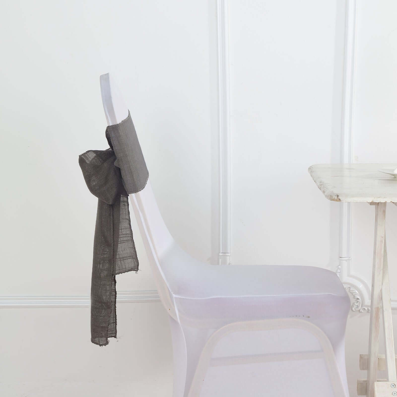 5 Pack Linen Chair Sashes 6"x108" Charcoal Gray Slubby Textured - Wrinkle-Resistant - Image 7
