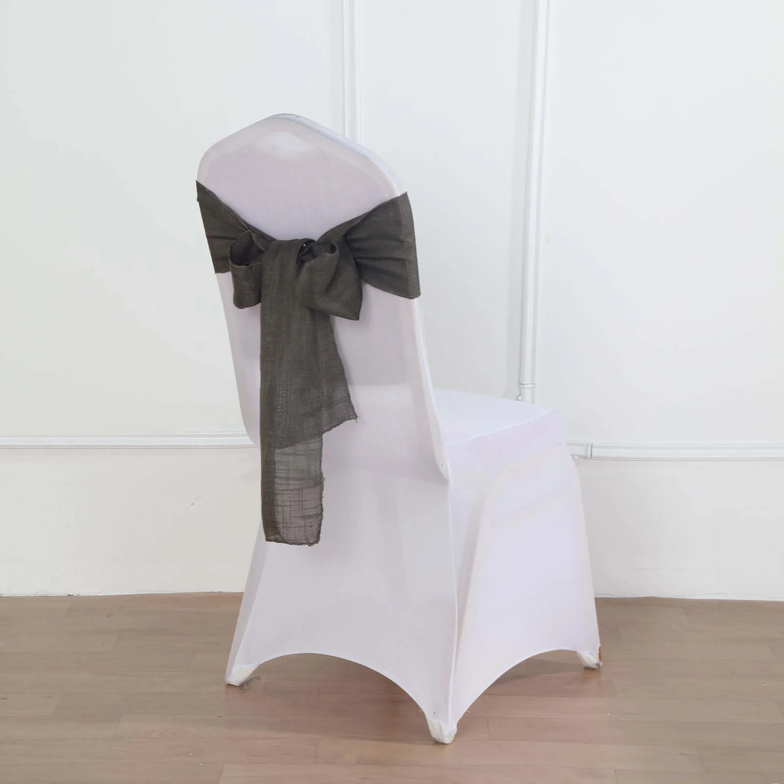 5 Pack Linen Chair Sashes 6"x108" Charcoal Gray Slubby Textured - Wrinkle-Resistant - Image 9