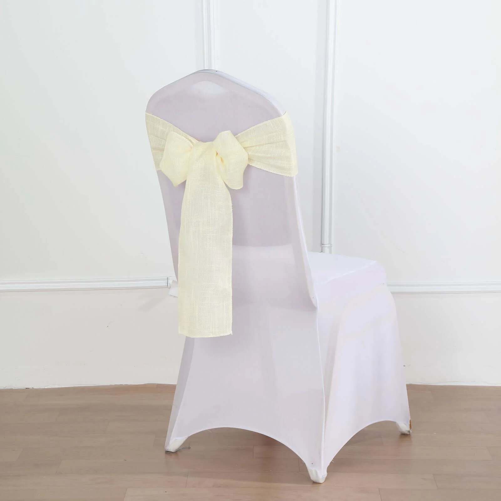 5 Pack Linen Chair Sashes 6"x108" Ivory Slubby Textured - Wrinkle-Resistant Design for Events - Image 10