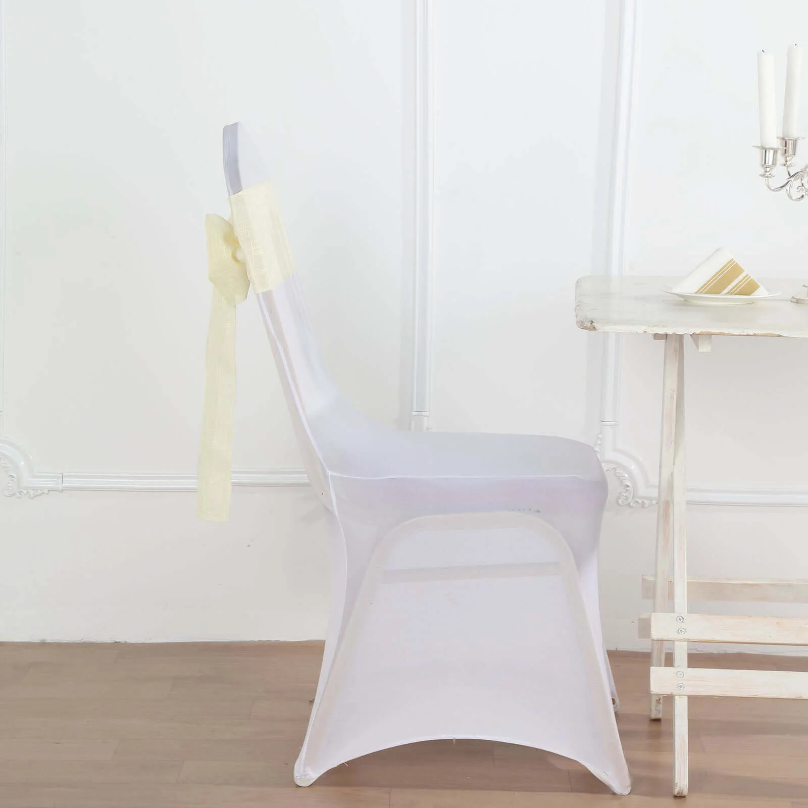 5 Pack Linen Chair Sashes 6"x108" Ivory Slubby Textured - Wrinkle-Resistant Design for Events - Image 12