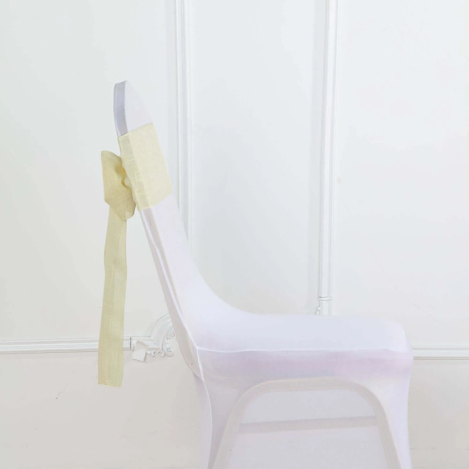 5 Pack Linen Chair Sashes 6"x108" Ivory Slubby Textured - Wrinkle-Resistant Design for Events - Image 8