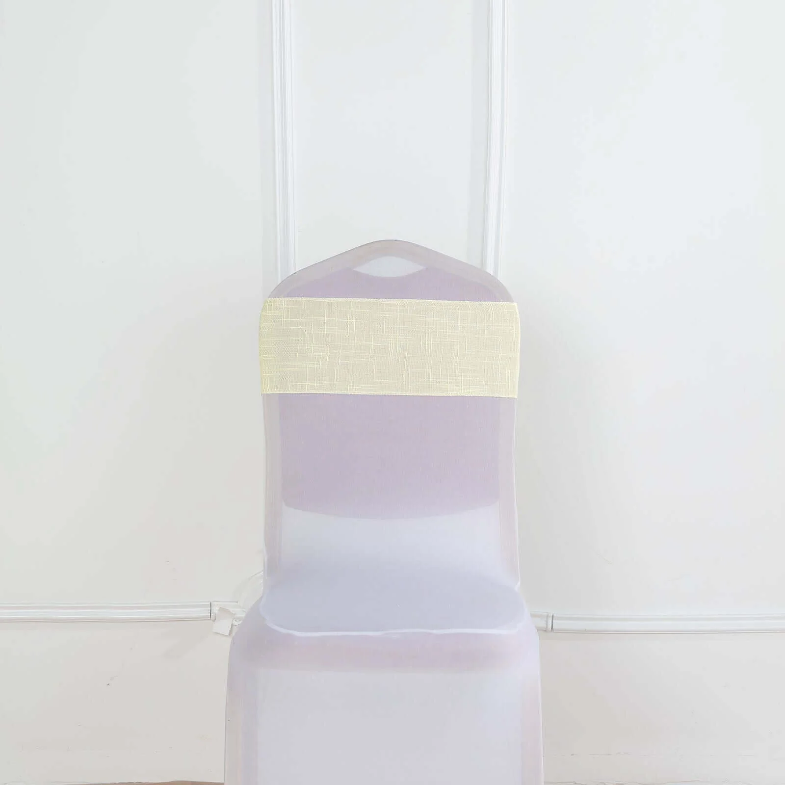 5 Pack Linen Chair Sashes 6"x108" Ivory Slubby Textured - Wrinkle-Resistant Design for Events - Image 9