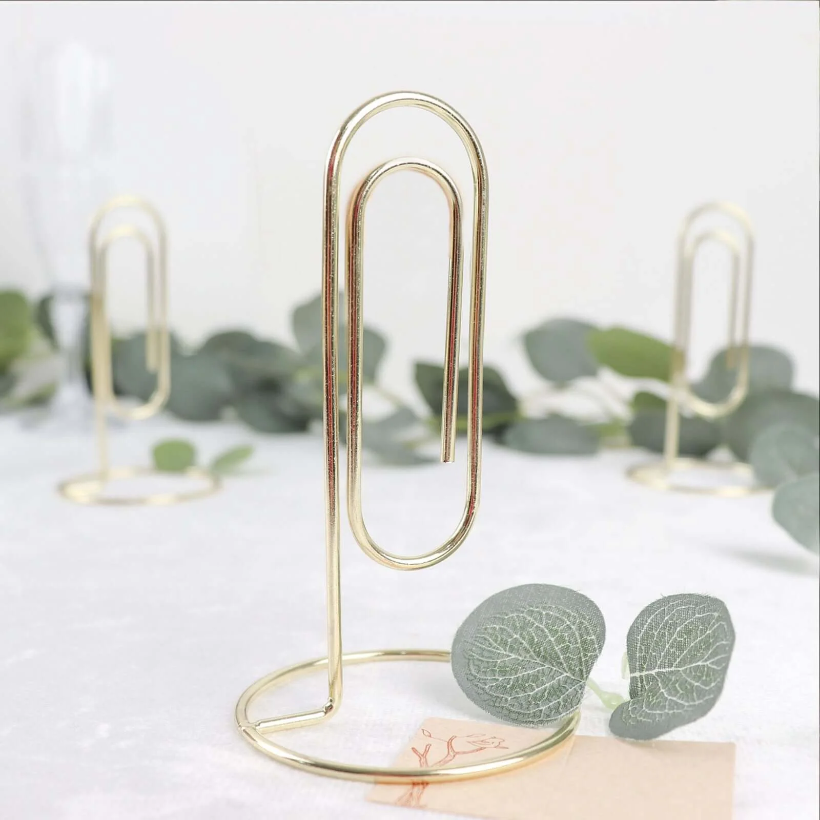 5-Pack Metal Card Holder Stands 5" Paperclip Design Gold - Table Number Stands and Wedding Menu Clips - Image 11