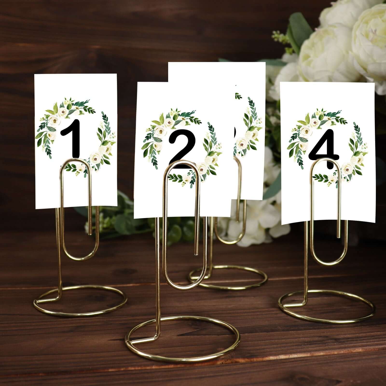 5-Pack Metal Card Holder Stands 5" Paperclip Design Gold - Table Number Stands and Wedding Menu Clips - Image 12