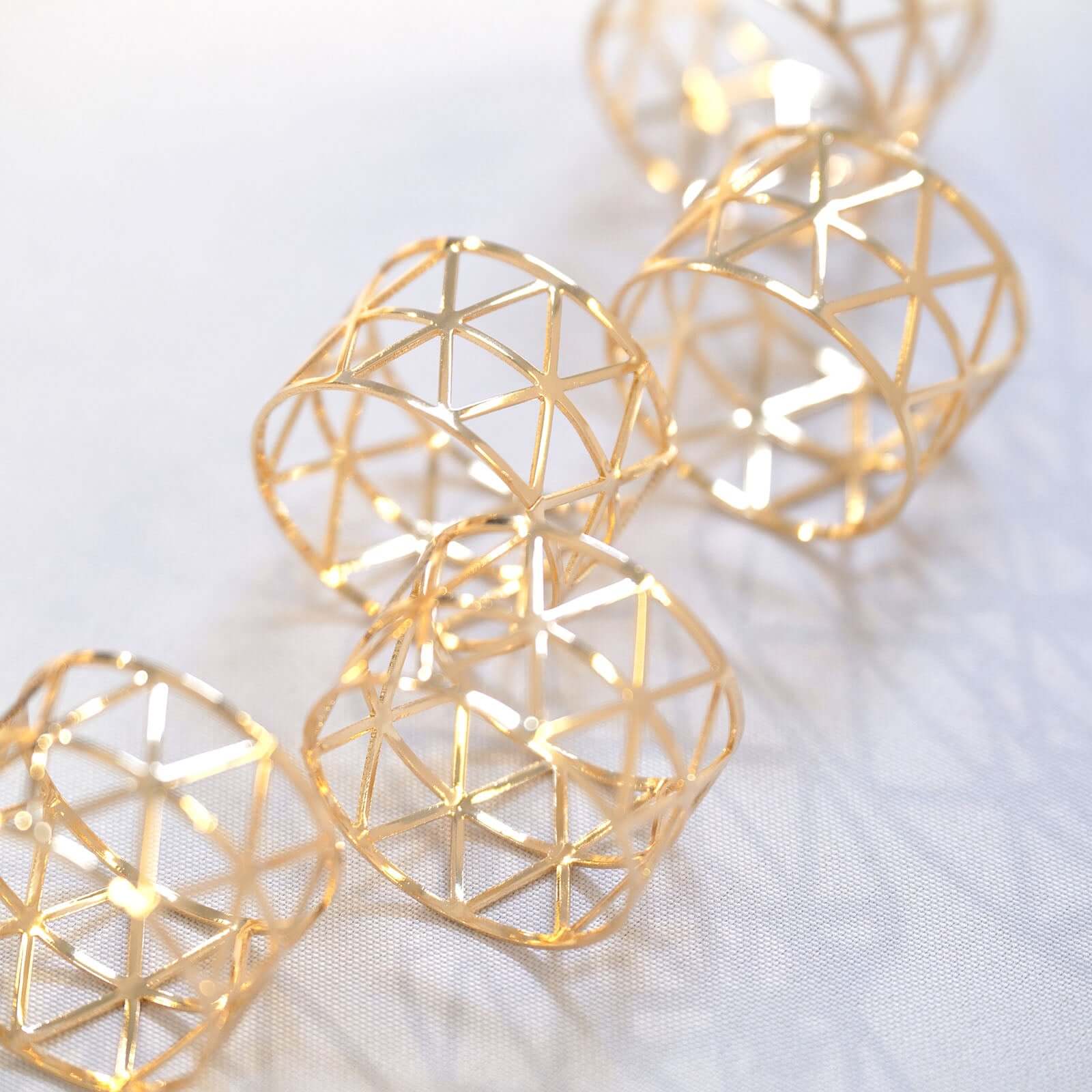 5 Pack Metallic Gold Geometric Napkin Rings, Paper Napkin Holders - Image 2