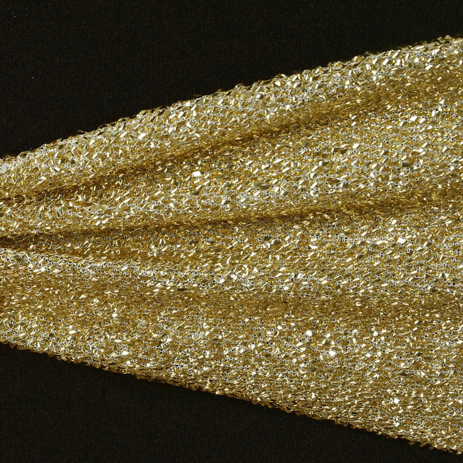 5 Pack Metallic Shimmer Tinsel Spandex Chair Sashes Champagne - Glittery Finish Stretch Chair Bands - Image 7