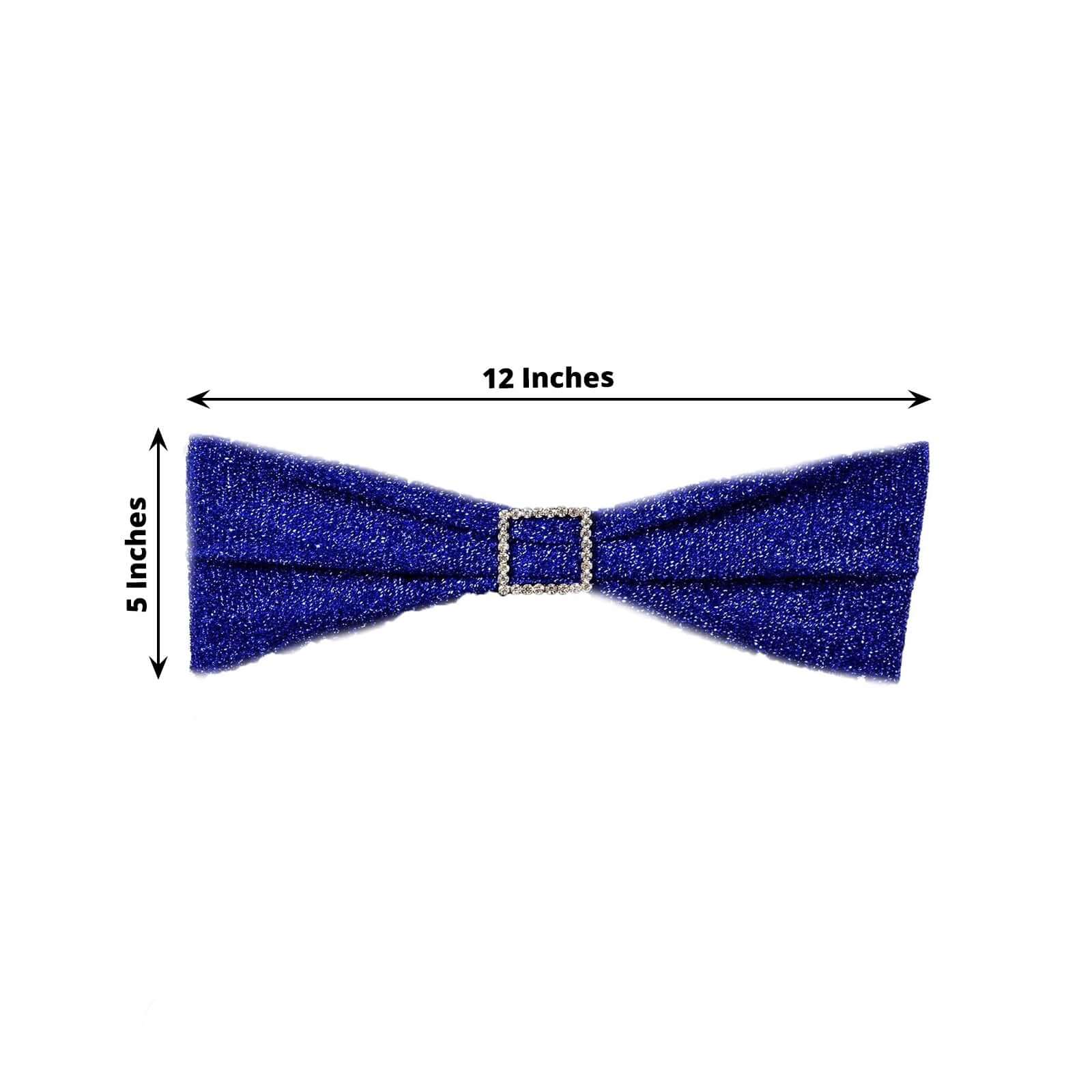 5 Pack Metallic Shimmer Tinsel Spandex Chair Sashes Royal Blue - Glittery Finish Stretch Chair Bands - Image 3