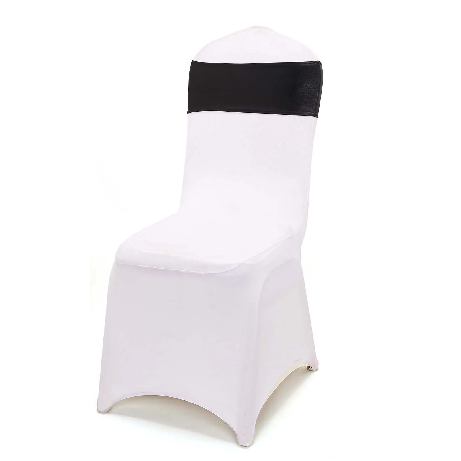 5 Pack Metallic Spandex Chair Sashes Black - Durable Stretch Chair Bands With Round Diamond Buckles for Upscale Gatherings - Image 13