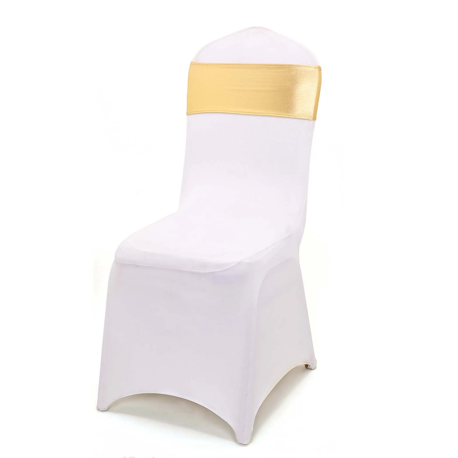 5 Pack Metallic Spandex Chair Sashes Gold - Durable Stretch Chair Bands With Round Diamond Buckles for Upscale Gatherings - Image 12