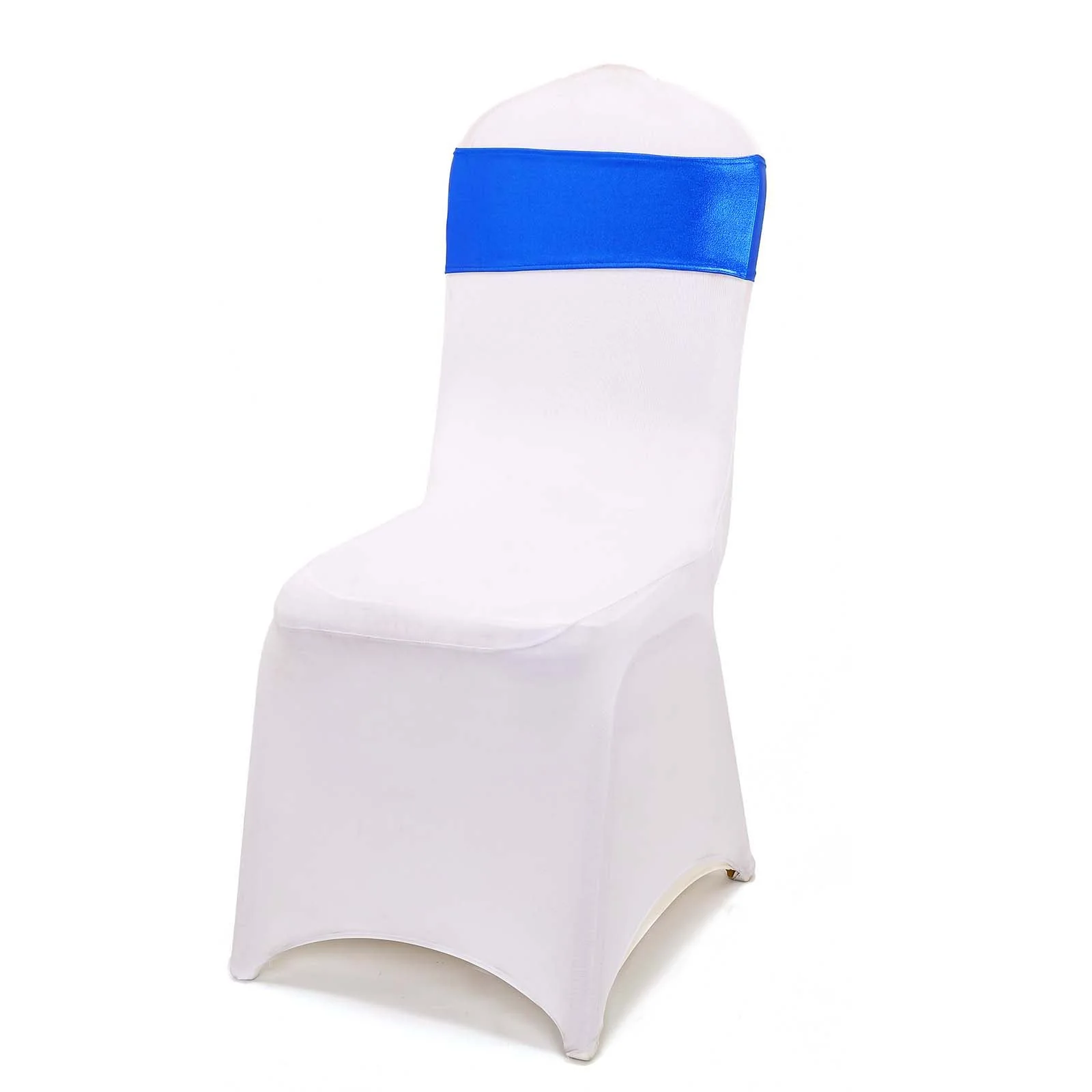 5 Pack Metallic Spandex Chair Sashes Royal Blue - Durable Stretch Chair Bands With Round Diamond Buckles - Image 13