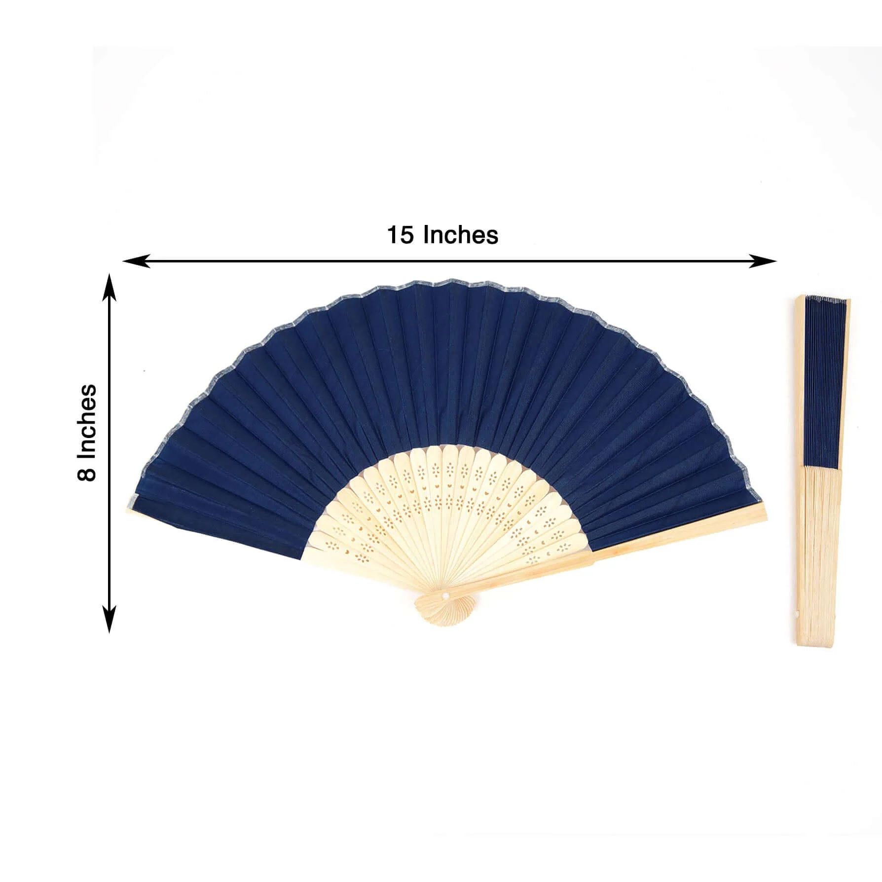 5 Pack Navy Blue Asian Silk Folding Fans Party Favors, Oriental Folding Fan Favors - Image 3