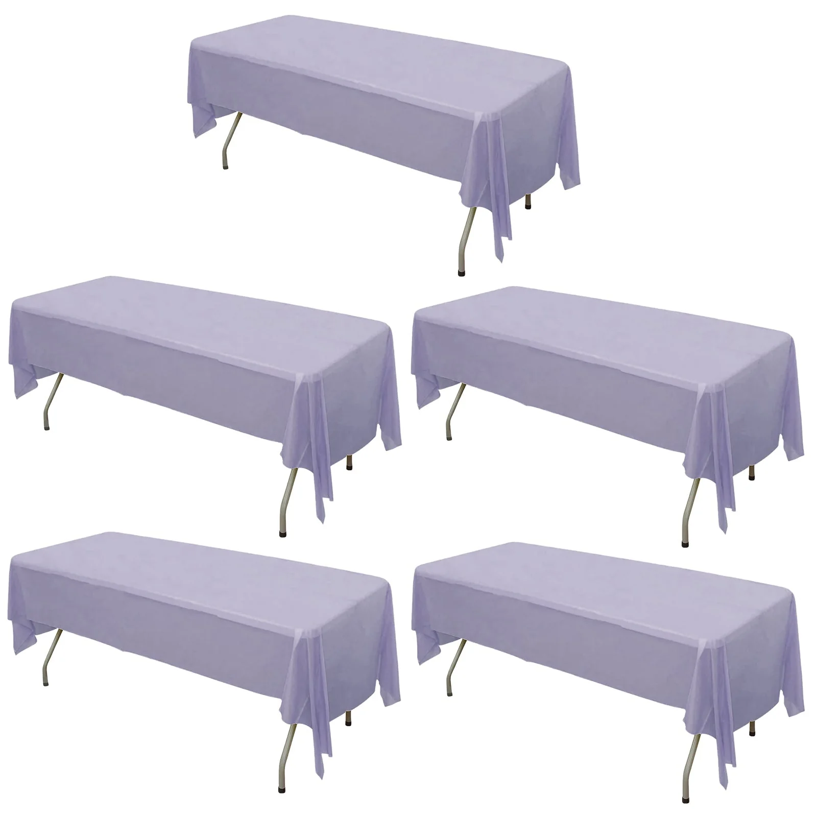 5-Pack Plastic Table Covers 54"x108" Lavender Lilac Rectangle - PVC Waterproof Disposable Tablecloths - Image 2