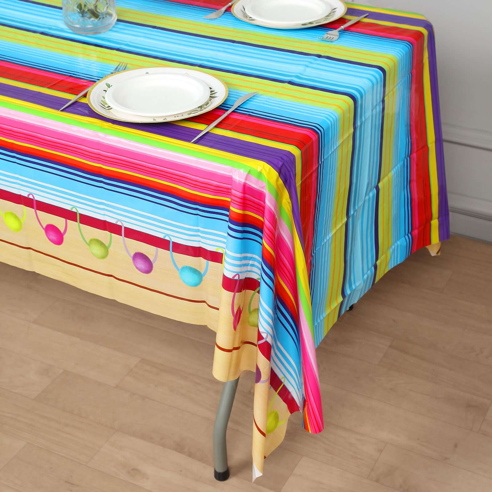 5-Pack Plastic Table Covers 54"x108" Mexican Serape Rectangle - Cinco De Mayo Theme PVC Waterproof Disposable Covers - Image 10