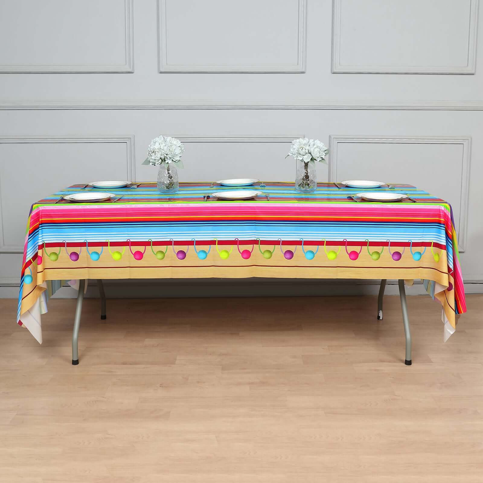 5-Pack Plastic Table Covers 54"x108" Mexican Serape Rectangle - Cinco De Mayo Theme PVC Waterproof Disposable Covers - Image 11