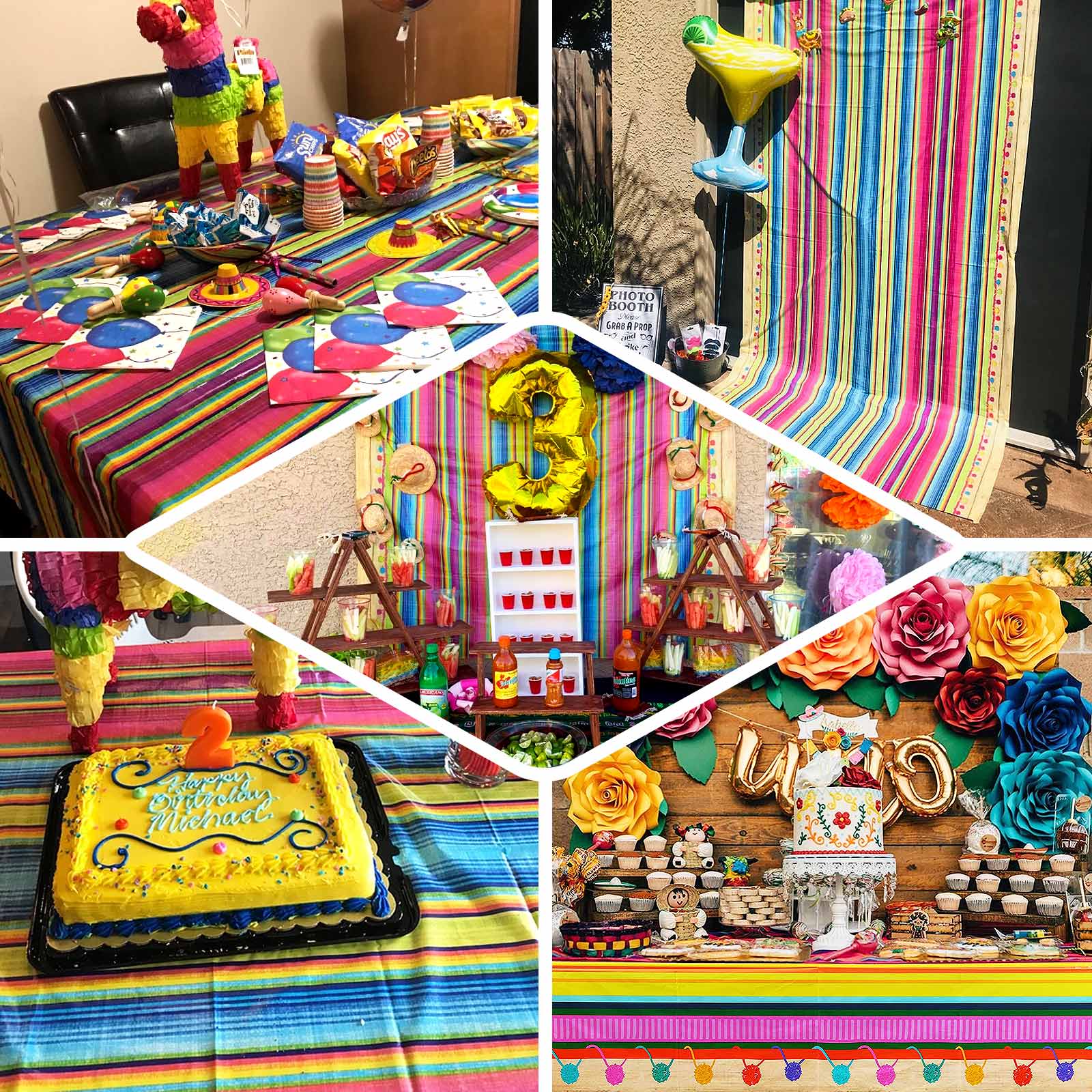 5-Pack Plastic Table Covers 54"x108" Mexican Serape Rectangle - Cinco De Mayo Theme PVC Waterproof Disposable Covers - Image 5