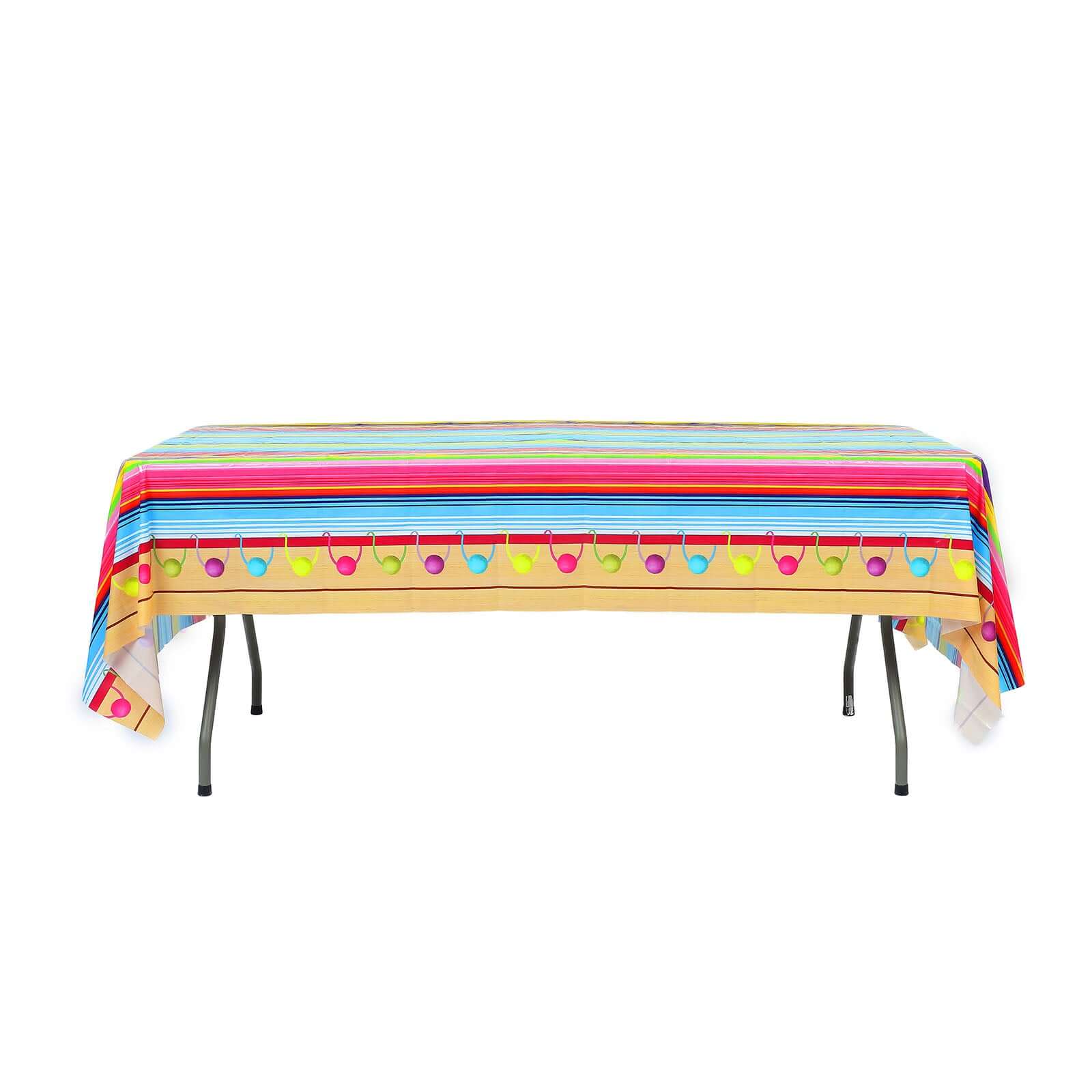 5-Pack Plastic Table Covers 54"x108" Mexican Serape Rectangle - Cinco De Mayo Theme PVC Waterproof Disposable Covers - Image 7