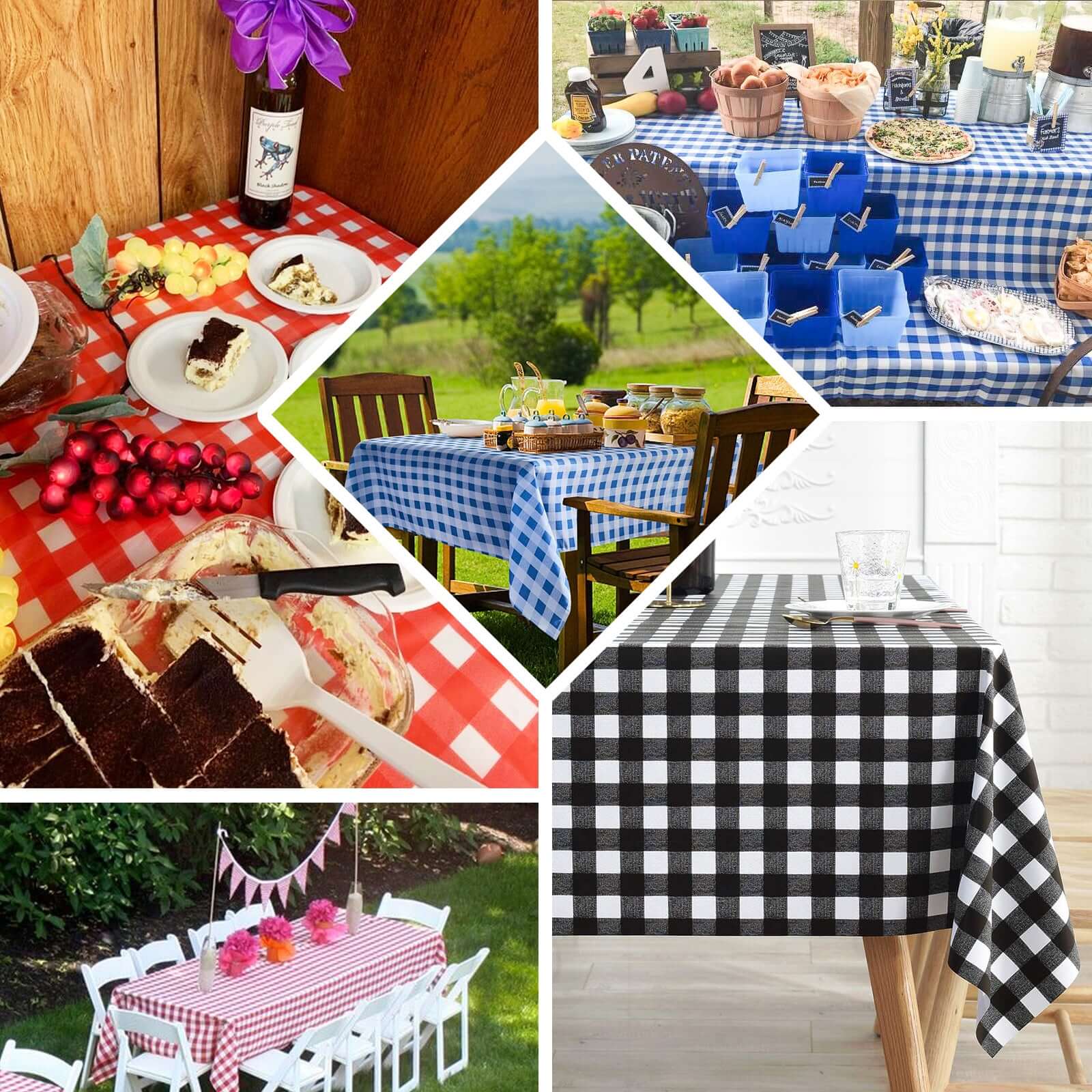 5-Pack Plastic Table Covers 54"x108" Pink Checkered Rectangle - PVC Waterproof Disposable Tablecloths - Image 5