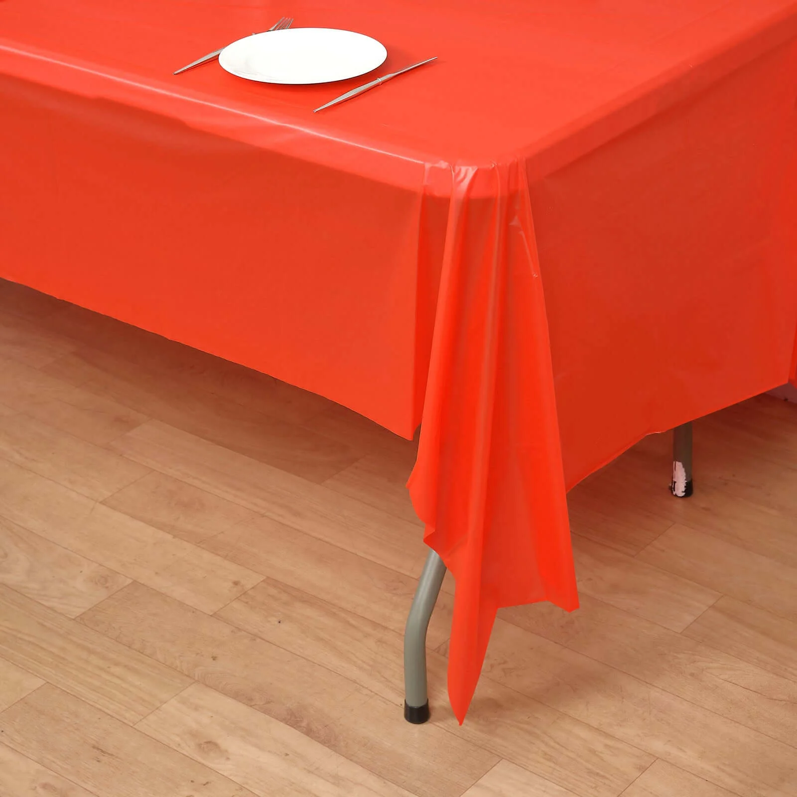 5-Pack Plastic Table Covers 54"x108" Red Rectangle - PVC Waterproof Disposable Tablecloths - Image 11