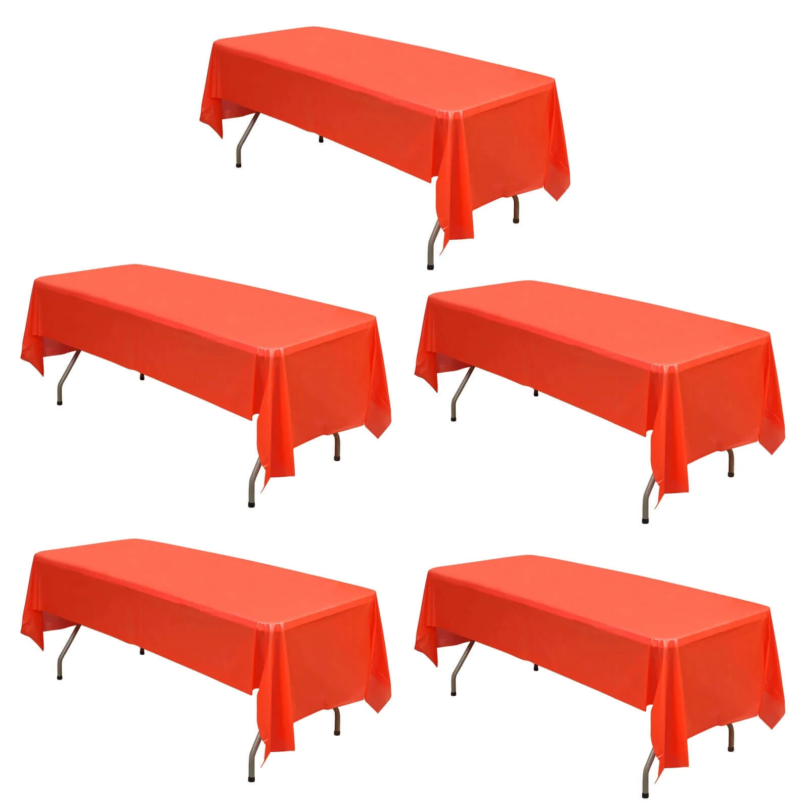 5-Pack Plastic Table Covers 54"x108" Red Rectangle - PVC Waterproof Disposable Tablecloths - Image 6