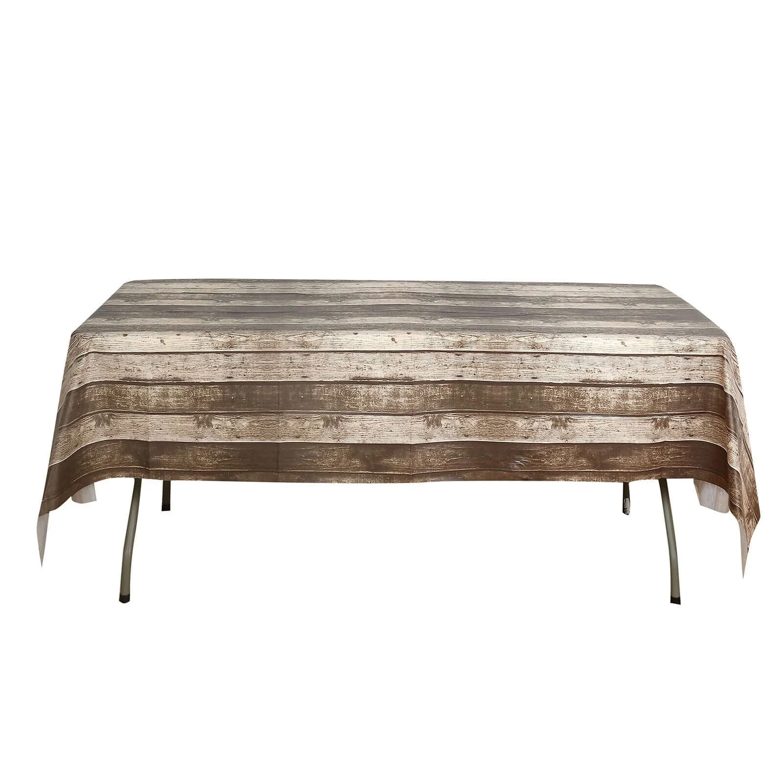 5-Pack Plastic Tablecloths 52"x108" Charcoal Gray Rectangle with Rustic Wooden Print - PVC Waterproof Disposable Covers - Image 7