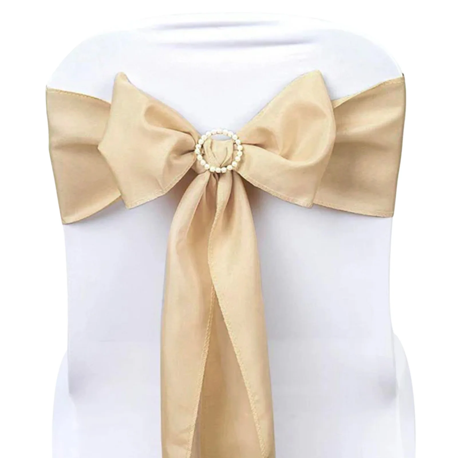 5 Pack Polyester Chair Sashes 6"x108" Champagne - Image 7