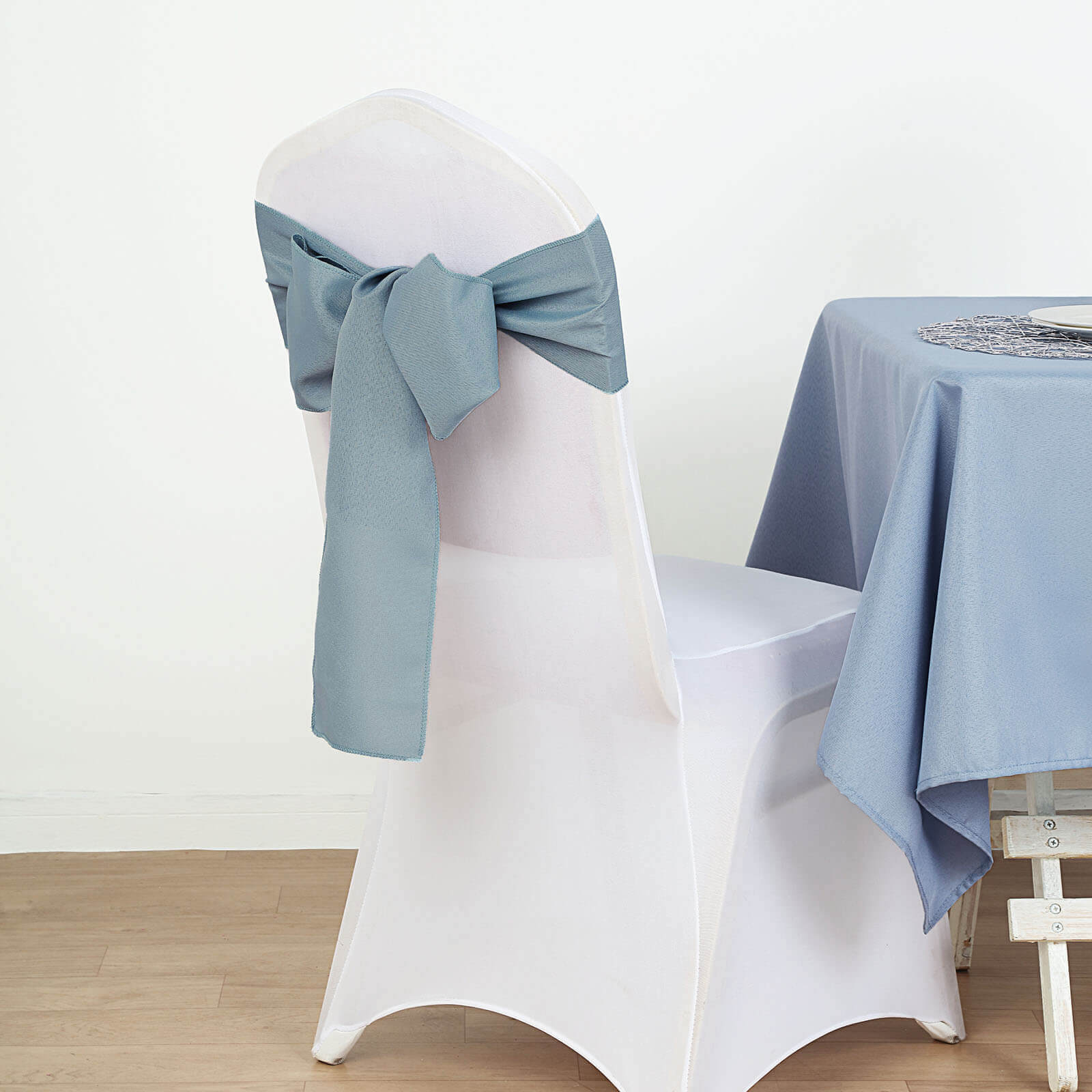 5 Pack Polyester Chair Sashes 6"x108" Dusty Blue - Image 2