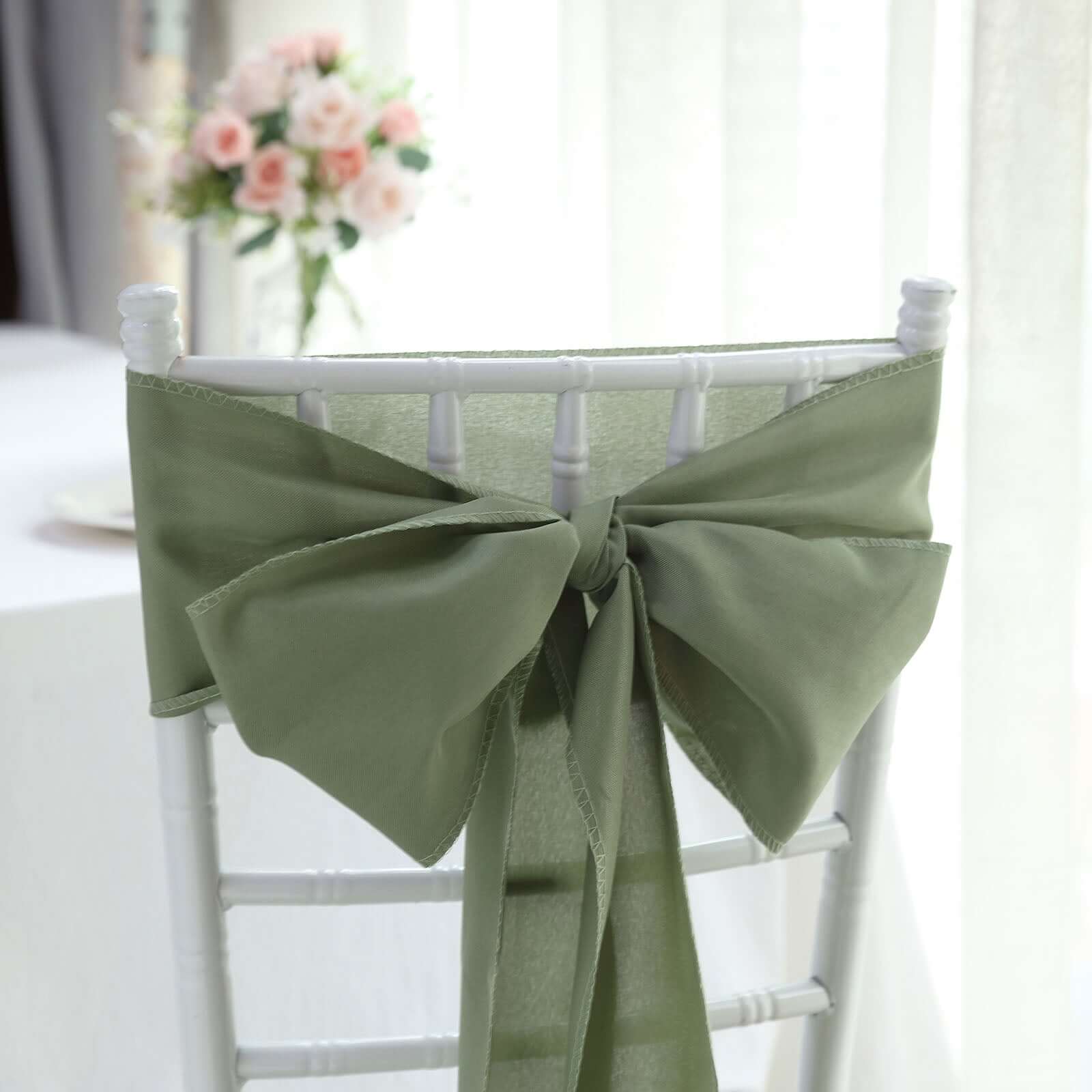 5 Pack Polyester Chair Sashes 6"x108" Dusty Sage Green - Image 2