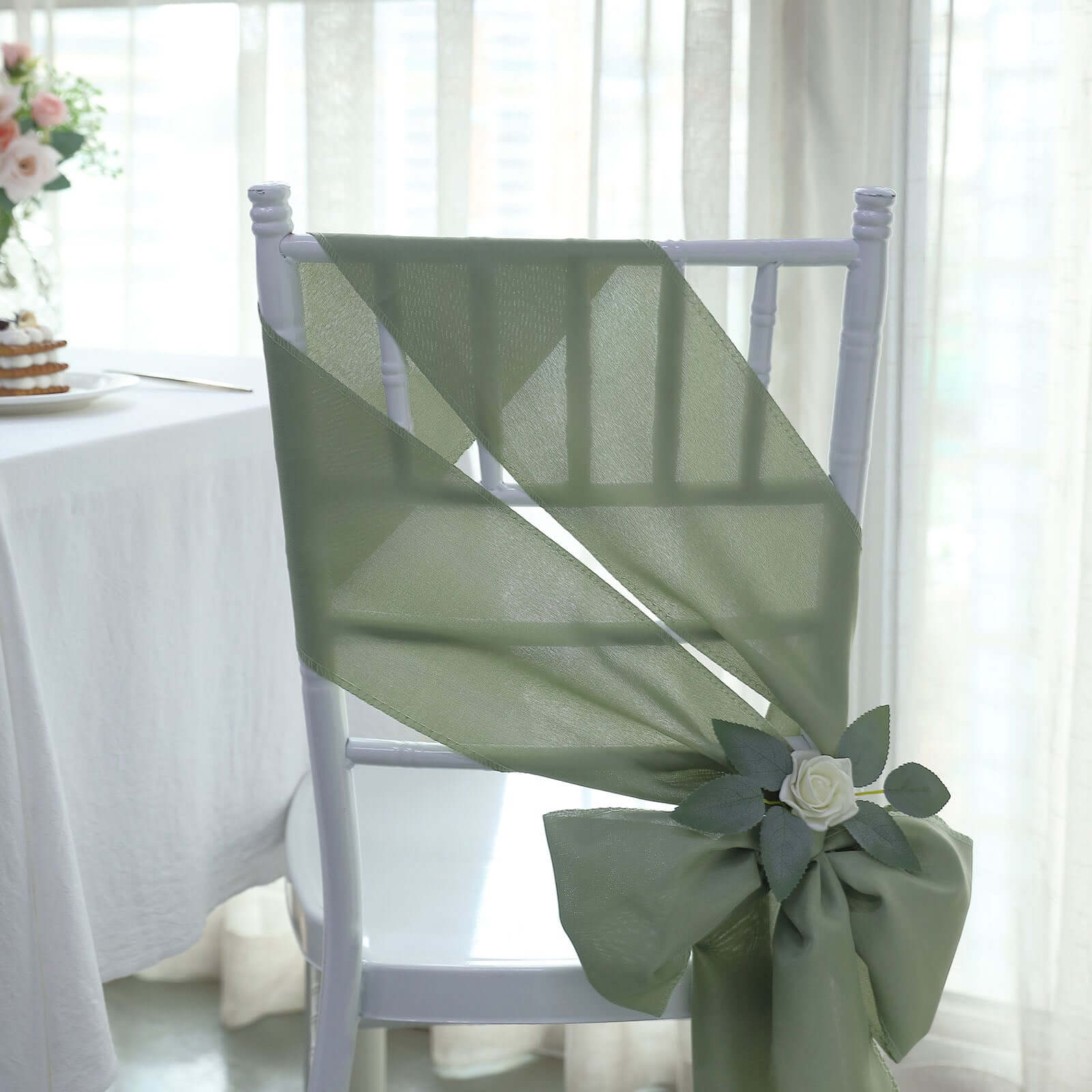 5 Pack Polyester Chair Sashes 6"x108" Dusty Sage Green - Image 3