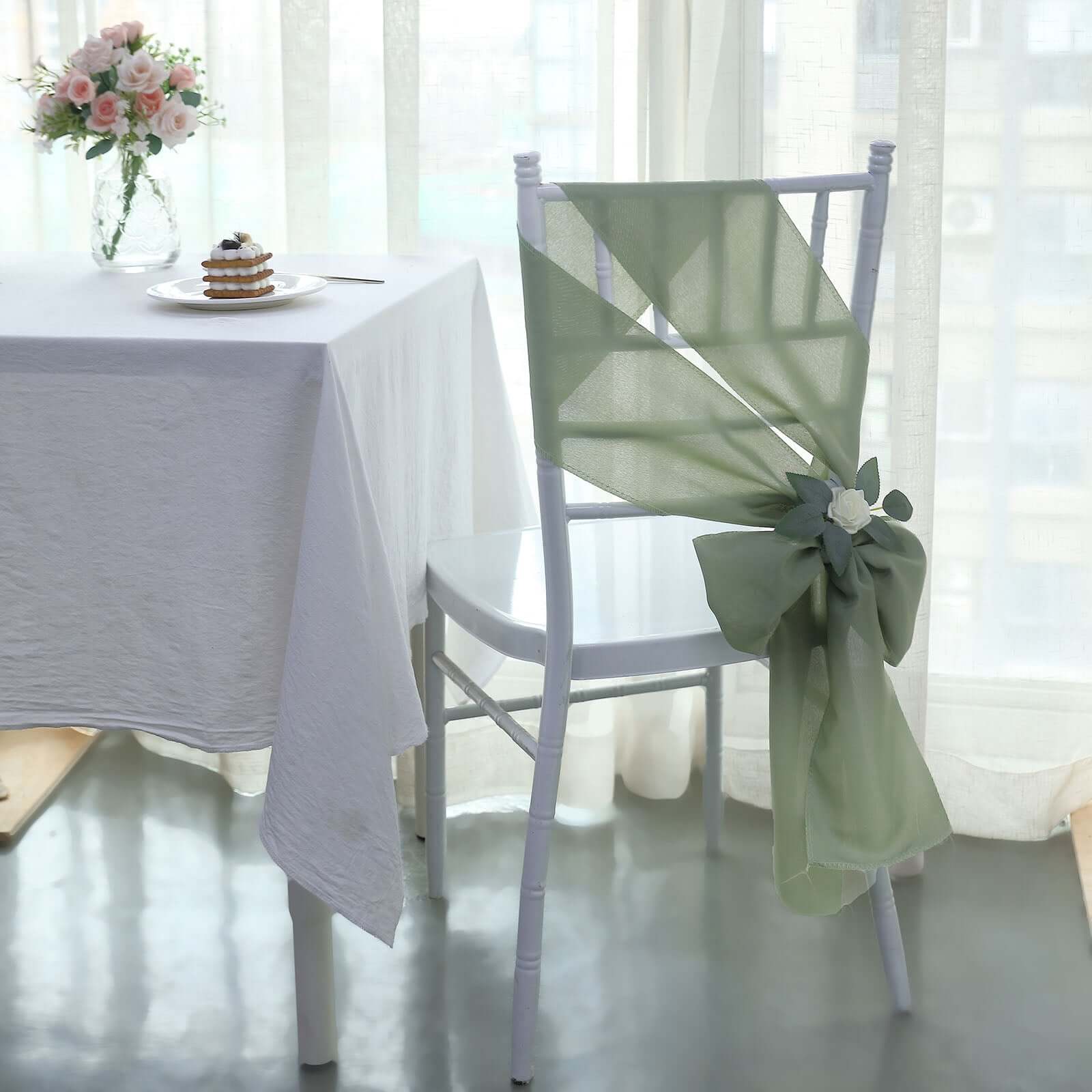 5 Pack Polyester Chair Sashes 6"x108" Dusty Sage Green - Image 8
