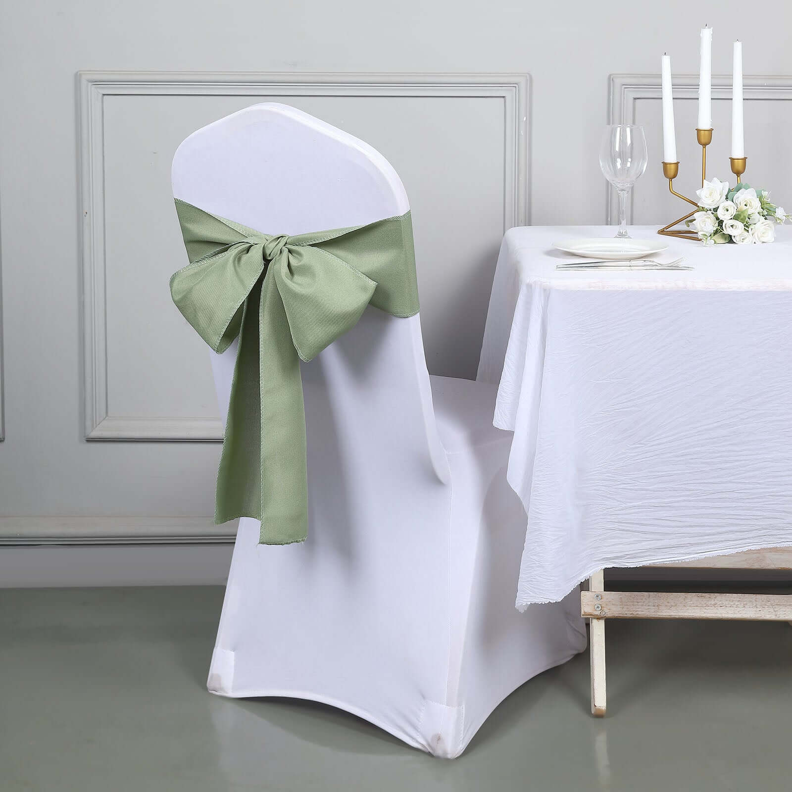 5 Pack Polyester Chair Sashes 6"x108" Dusty Sage Green - Image 9