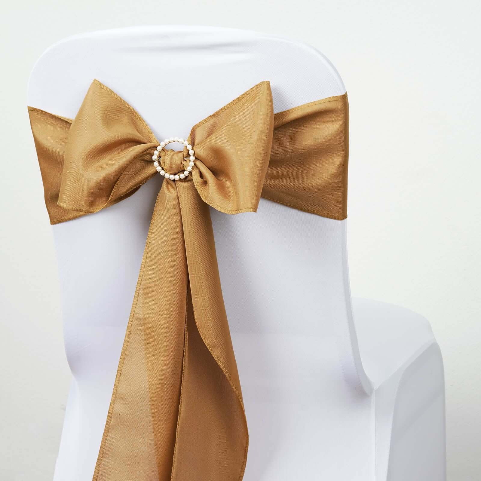 5 Pack Polyester Chair Sashes 6"x108" Gold - Versatile & Chic Chair Accessories - Image 2