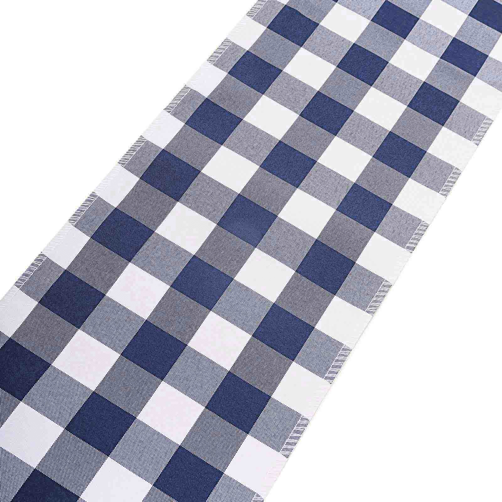 5 Pack Polyester Chair Sashes 6"x108" Navy Blue/White Buffalo Plaid Pattern - Easy to Use Checkered Chair Bows - Image 3
