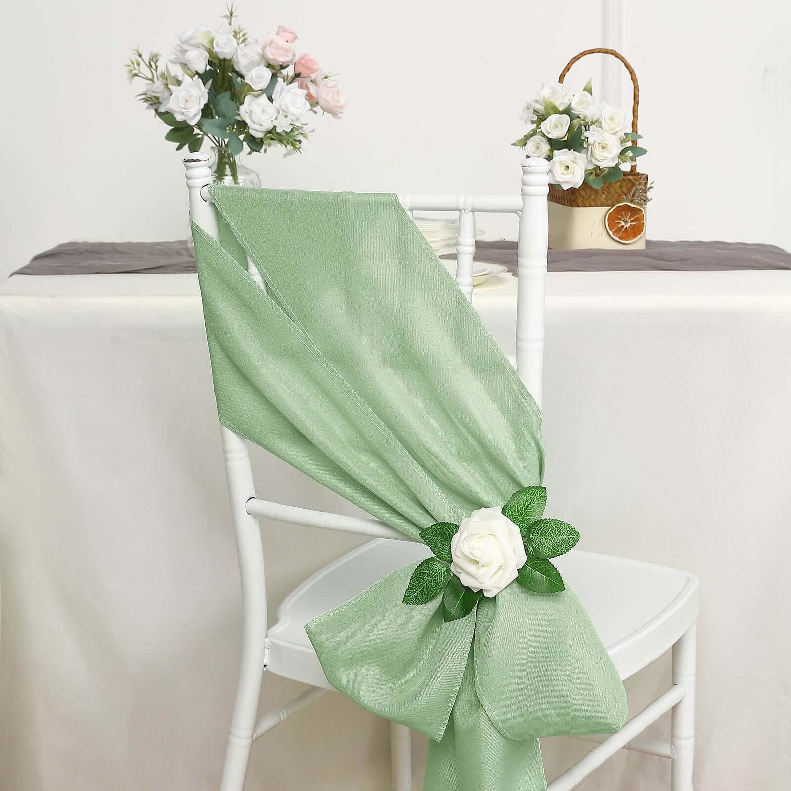 5 Pack Polyester Chair Sashes 6"x108" Sage Green - Image 3