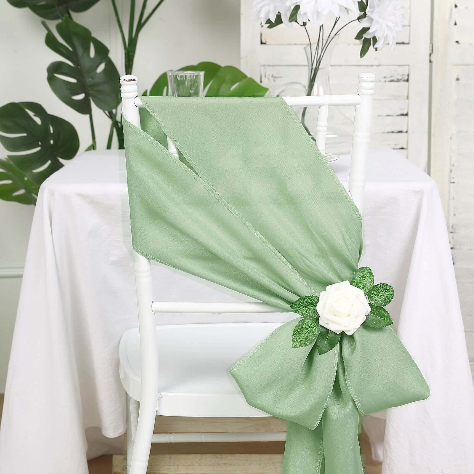 5 Pack Polyester Chair Sashes 6"x108" Sage Green - Image 7