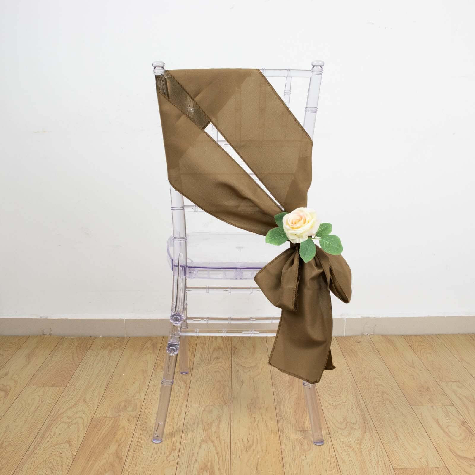 5 Pack Polyester Chair Sashes 6"x108" Taupe - Image 10