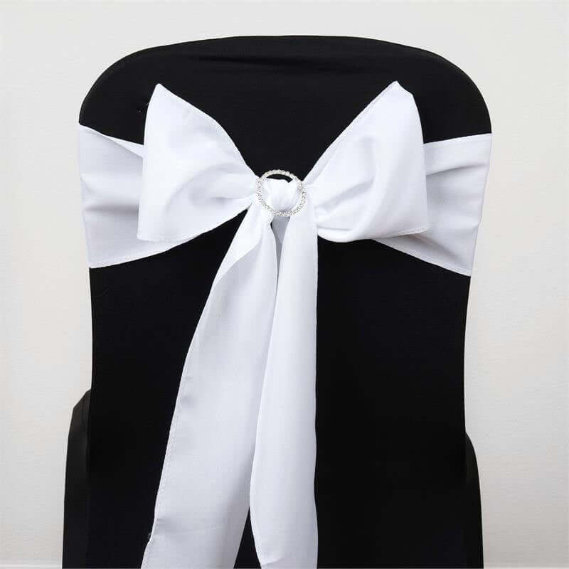 5 Pack Polyester Chair Sashes 6"x108" White - Versatile & Chic Chair Accessories