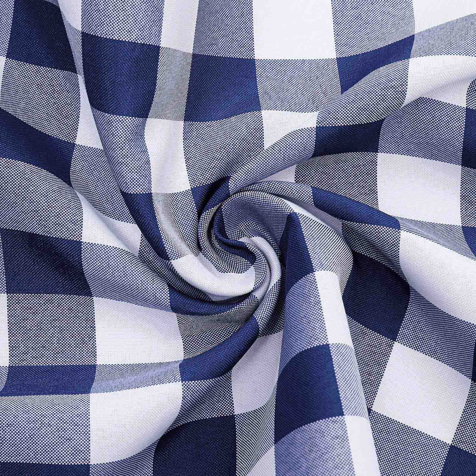 5 Pack Polyester Napkins 15"x15" Navy Blue/White Buffalo Plaid Gingham Style Dinner Napkins - Image 7