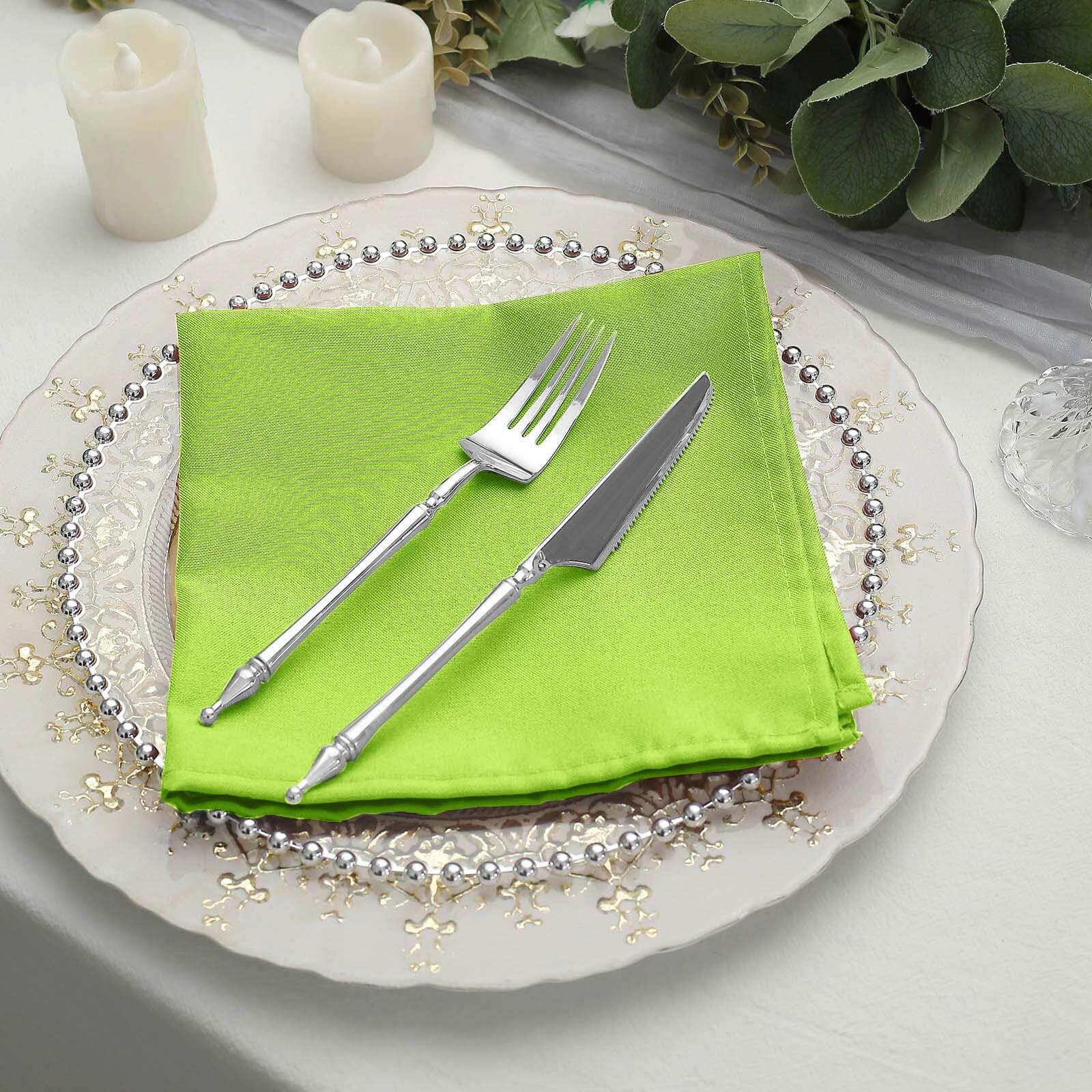 5 Pack Premium Polyester Napkins 17"x17" Apple Green - Wrinkle Resistant & Easy Care Cloth Napkins - Image 8